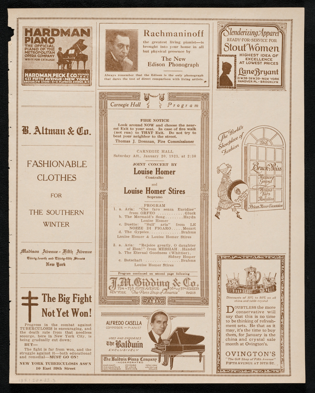 Louise Homer, Contralto, and Louise Homer Stires, Soprano, January 20, 1923, program page 5
