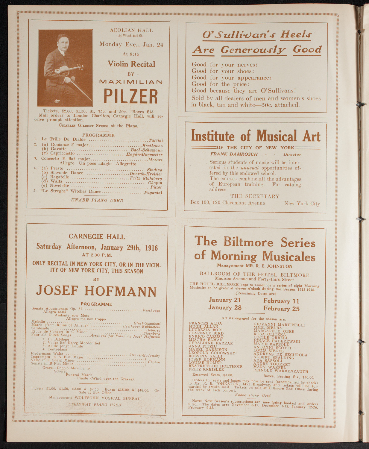 Lecture by Captain Granville Fortescue, January 19, 1916, program page 2