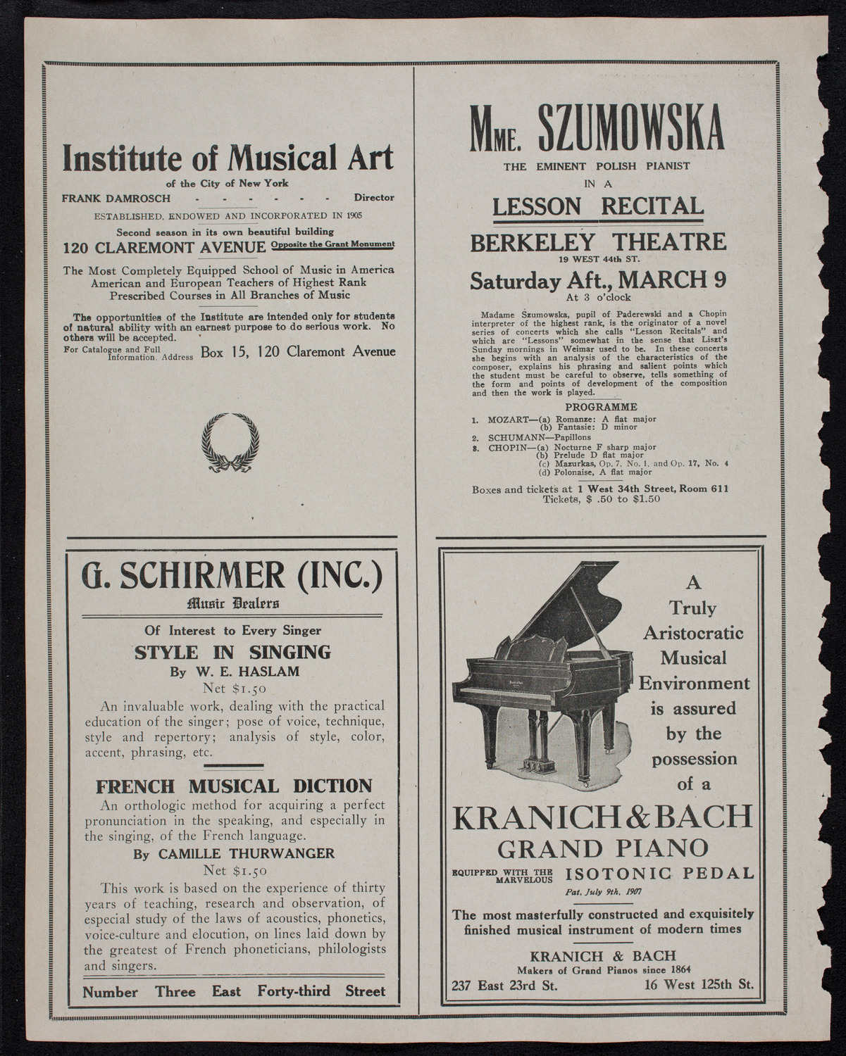 New York Philharmonic, March 7, 1912, program page 6