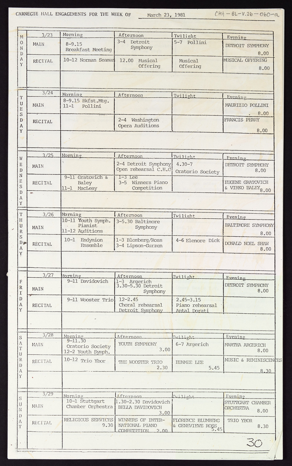 Carnegie Hall Booking Ledger, volume 26, page 60a