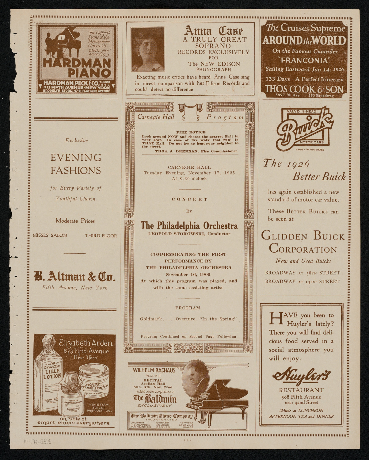 Philadelphia Orchestra, November 17, 1925, program page 5