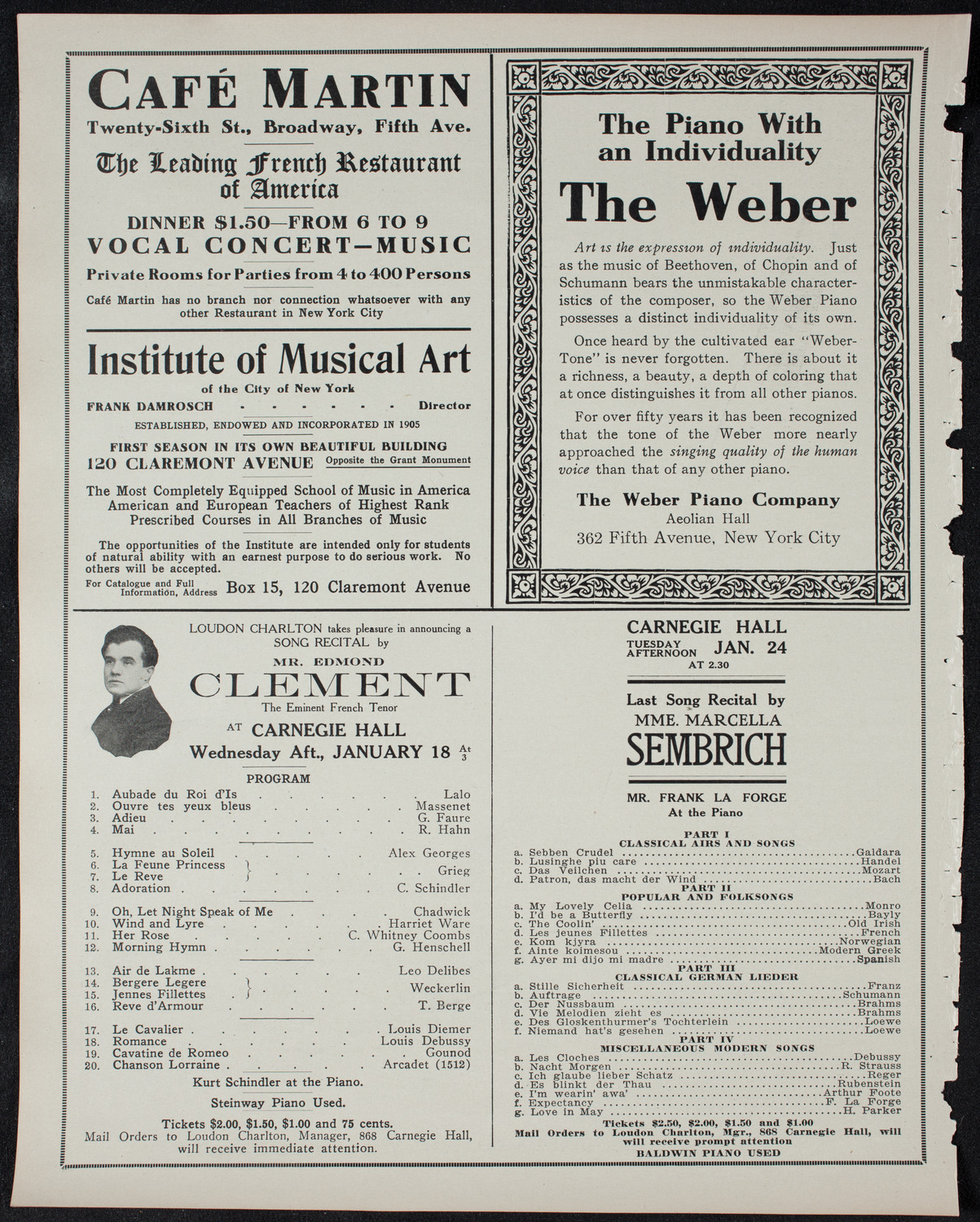 New York Philharmonic, January 17, 1911, program page 6