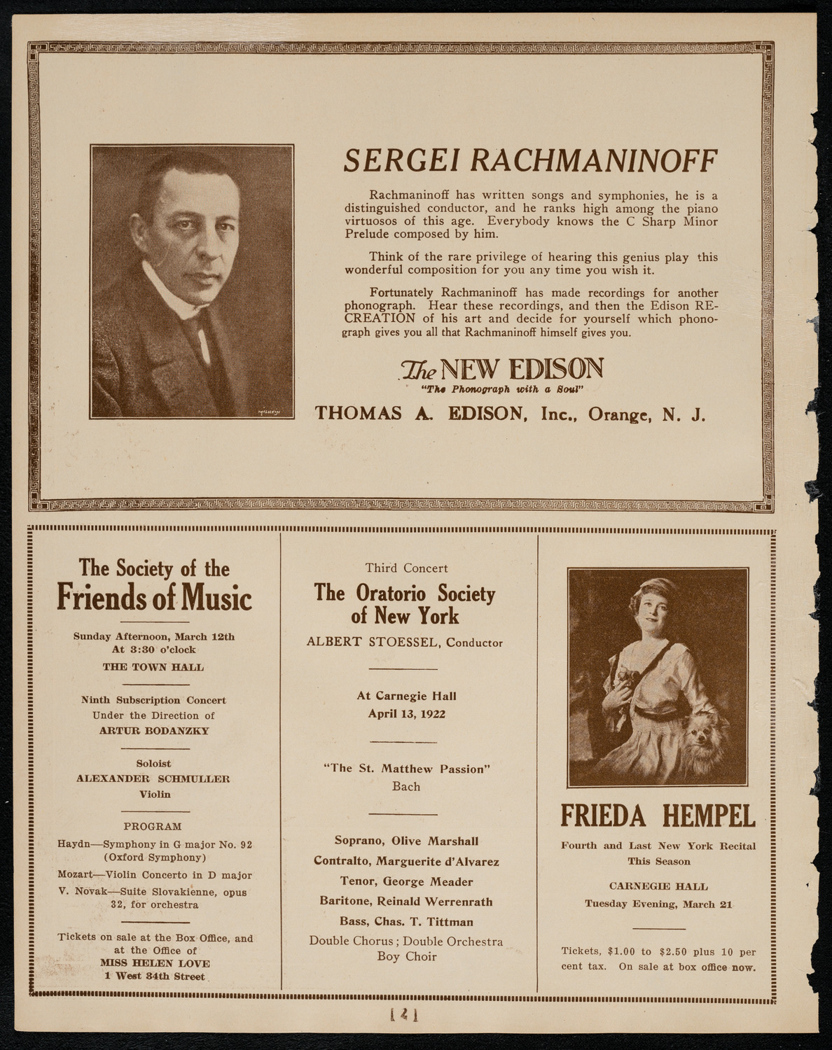 New York Philharmonic, March 3, 1922, program page 2