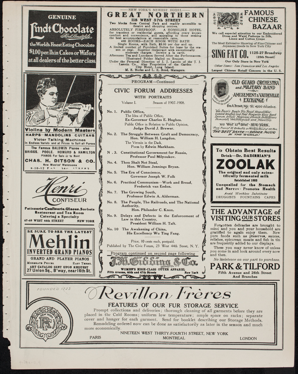 The Civic Forum, April 28, 1911, program page 7