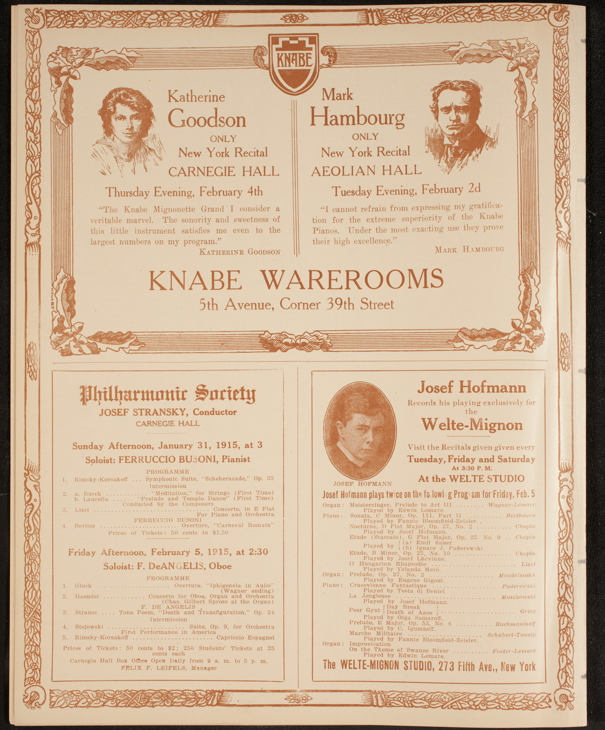 New York Philharmonic, January 28, 1915, program page 12