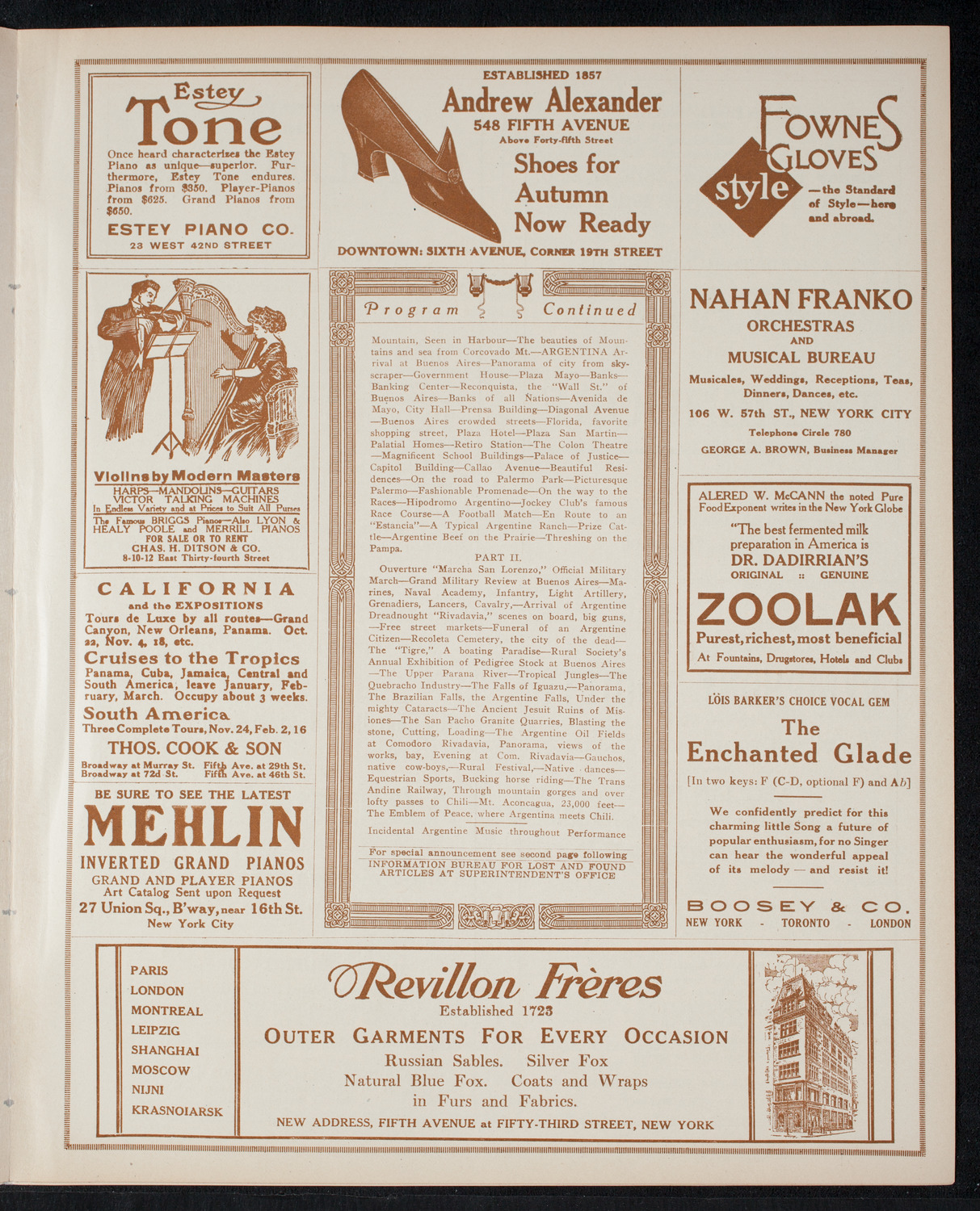 Roy Chandler's South American Series: Spring Byington-Chandler "A Trip to the Argentine", November 25, 1915, program page 7