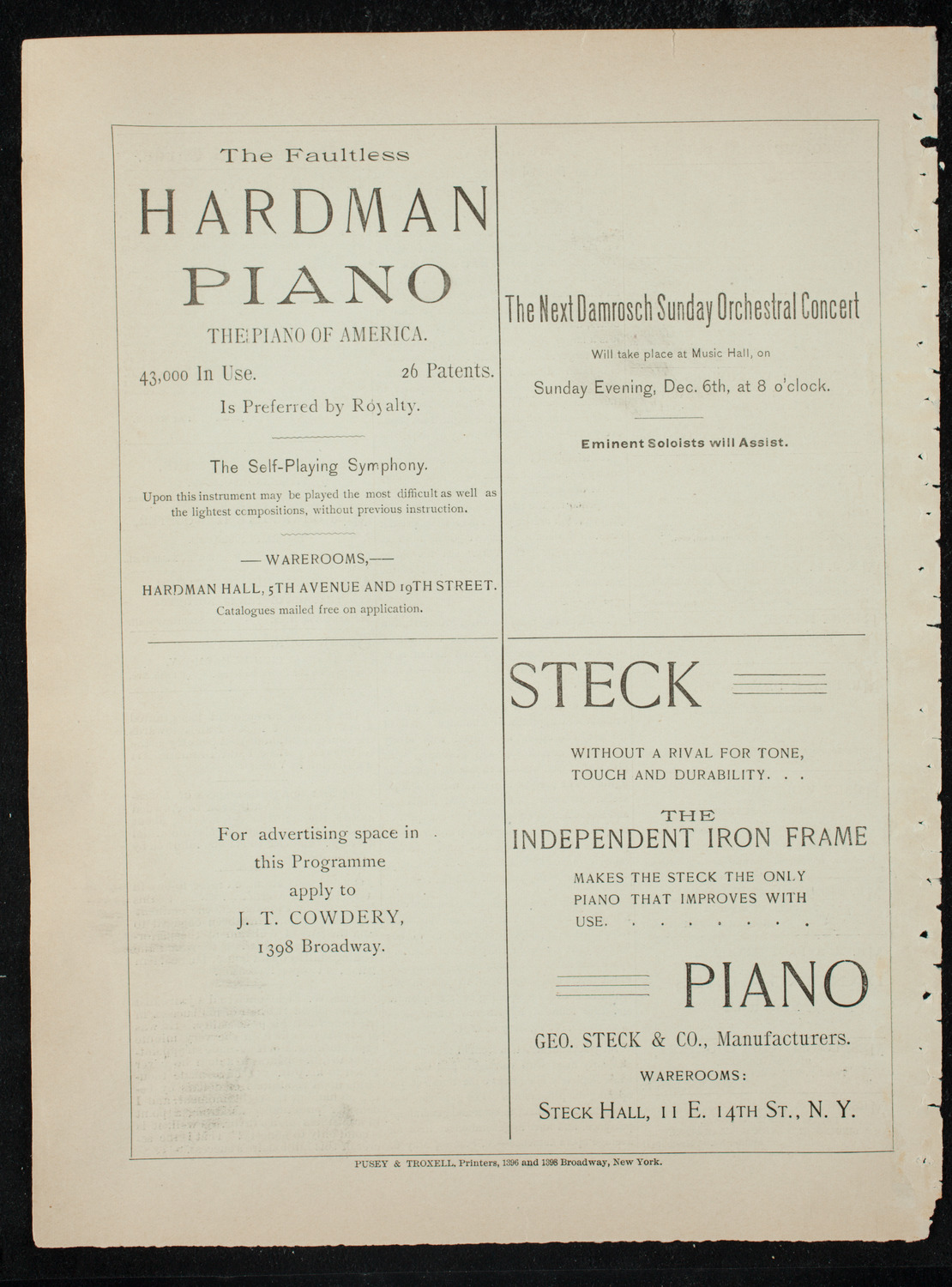 Students of J.C. Woloff, November 27, 1891, program page 12