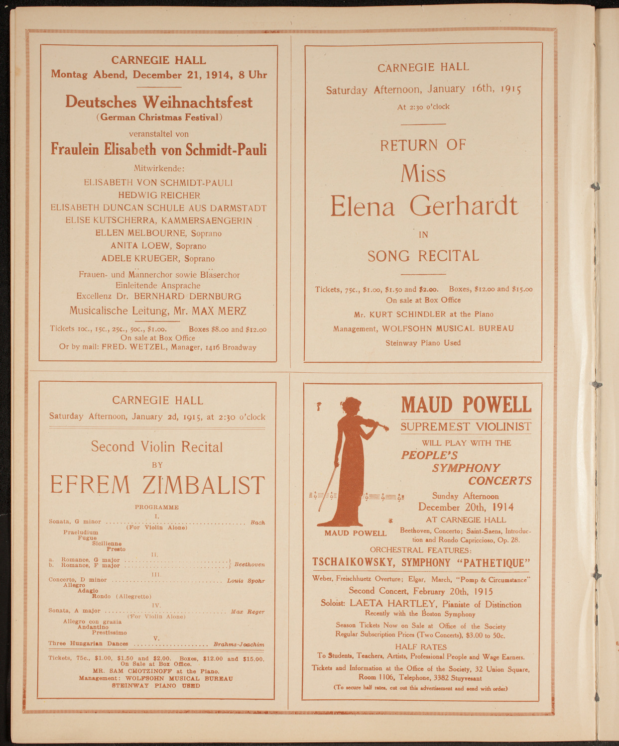 New York Philharmonic, December 18, 1914, program page 10
