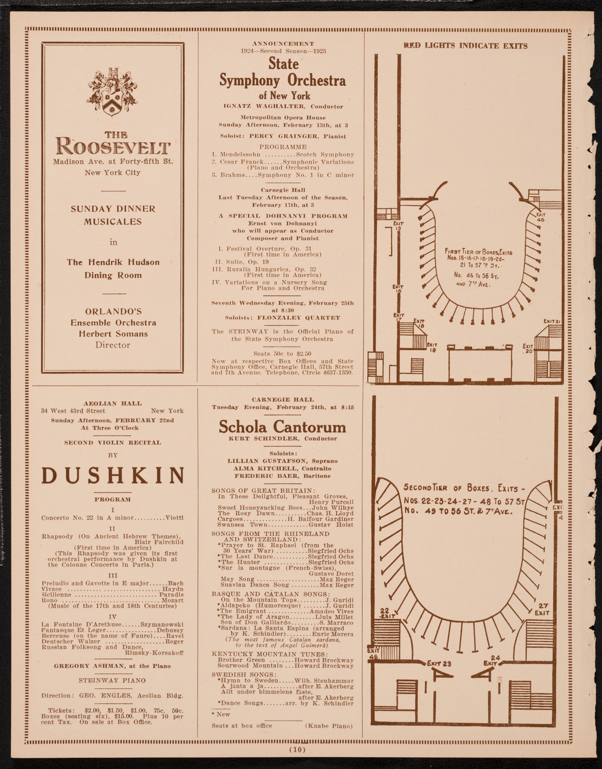 New York Philharmonic, February 13, 1925, program page 10