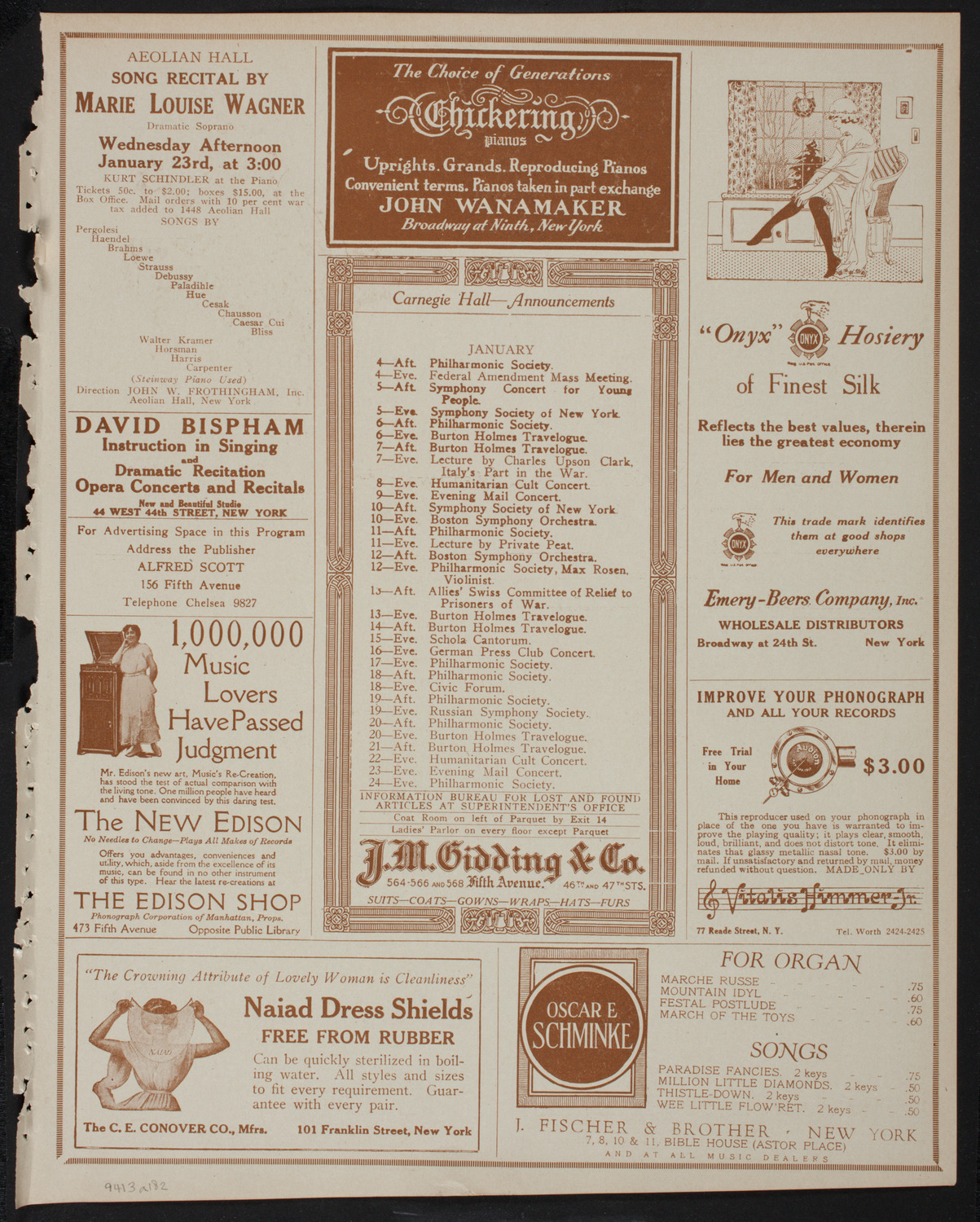 New York Philharmonic, January 3, 1918, program page 3
