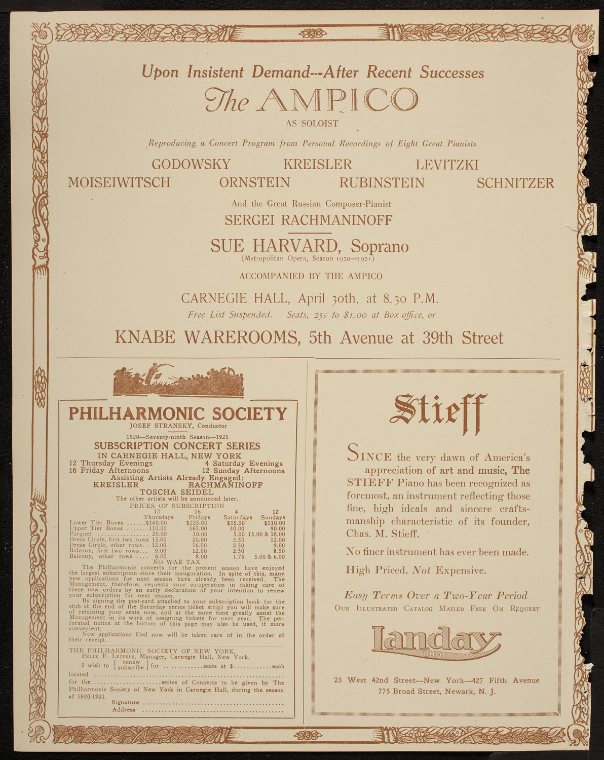 Benefit: St. Andrew's One Cent Coffee Stands Society, April 29, 1920, program page 12