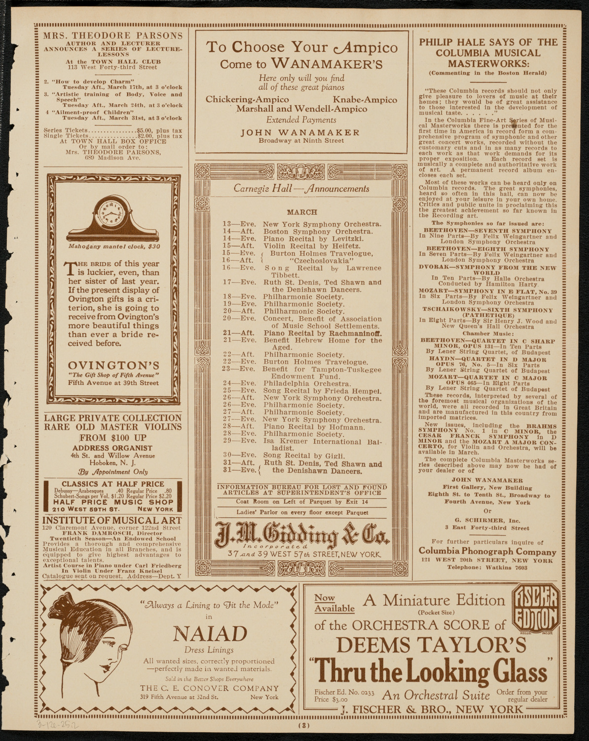 Boston Symphony Orchestra, March 12, 1925, program page 3