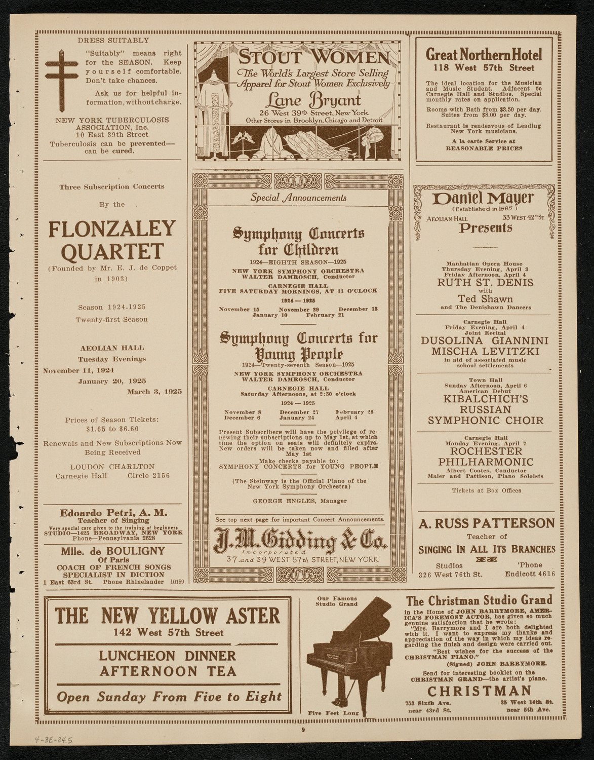 Boston Symphony Orchestra, April 3, 1924, program page 9