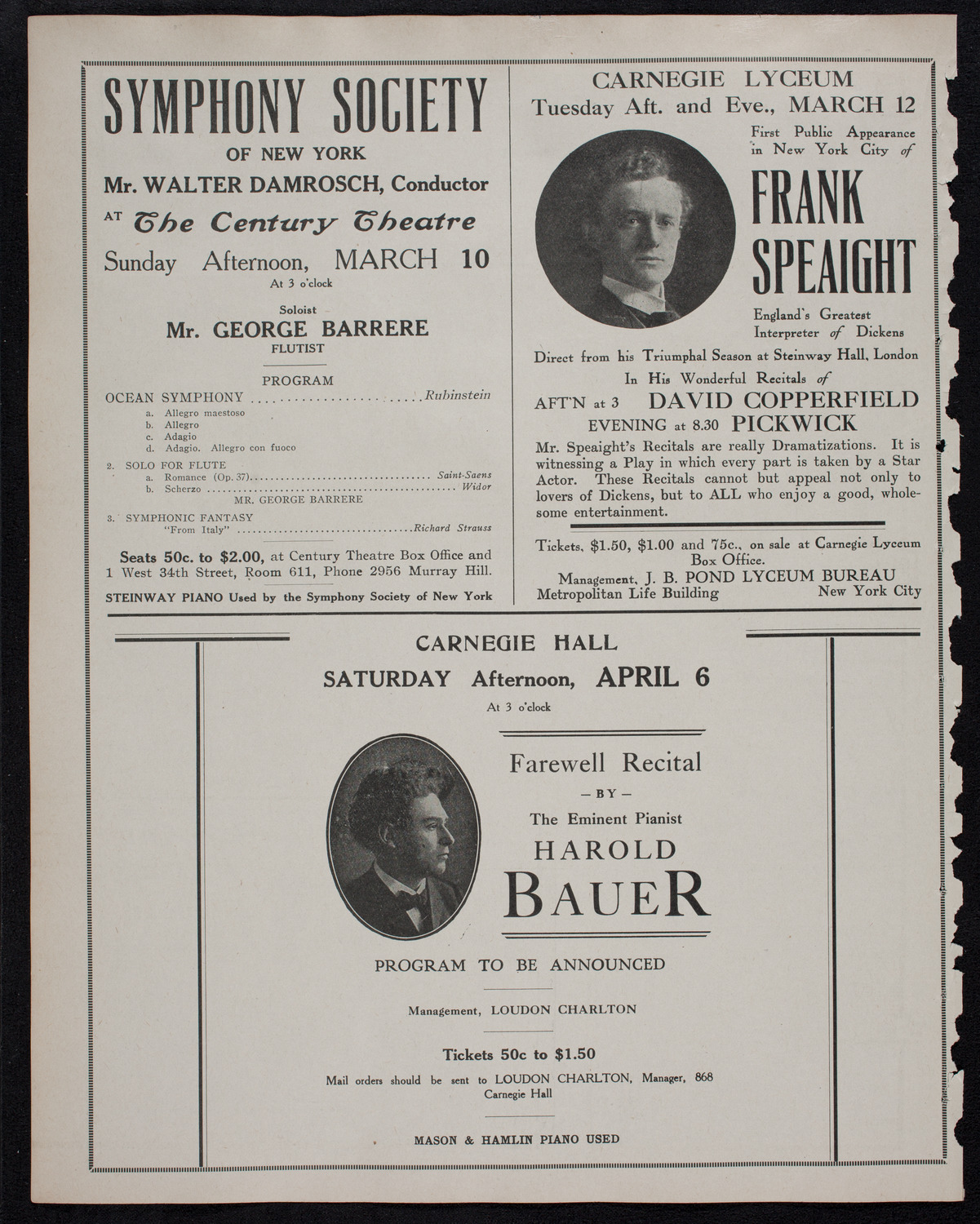 New York Philharmonic, March 8, 1912, program page 10