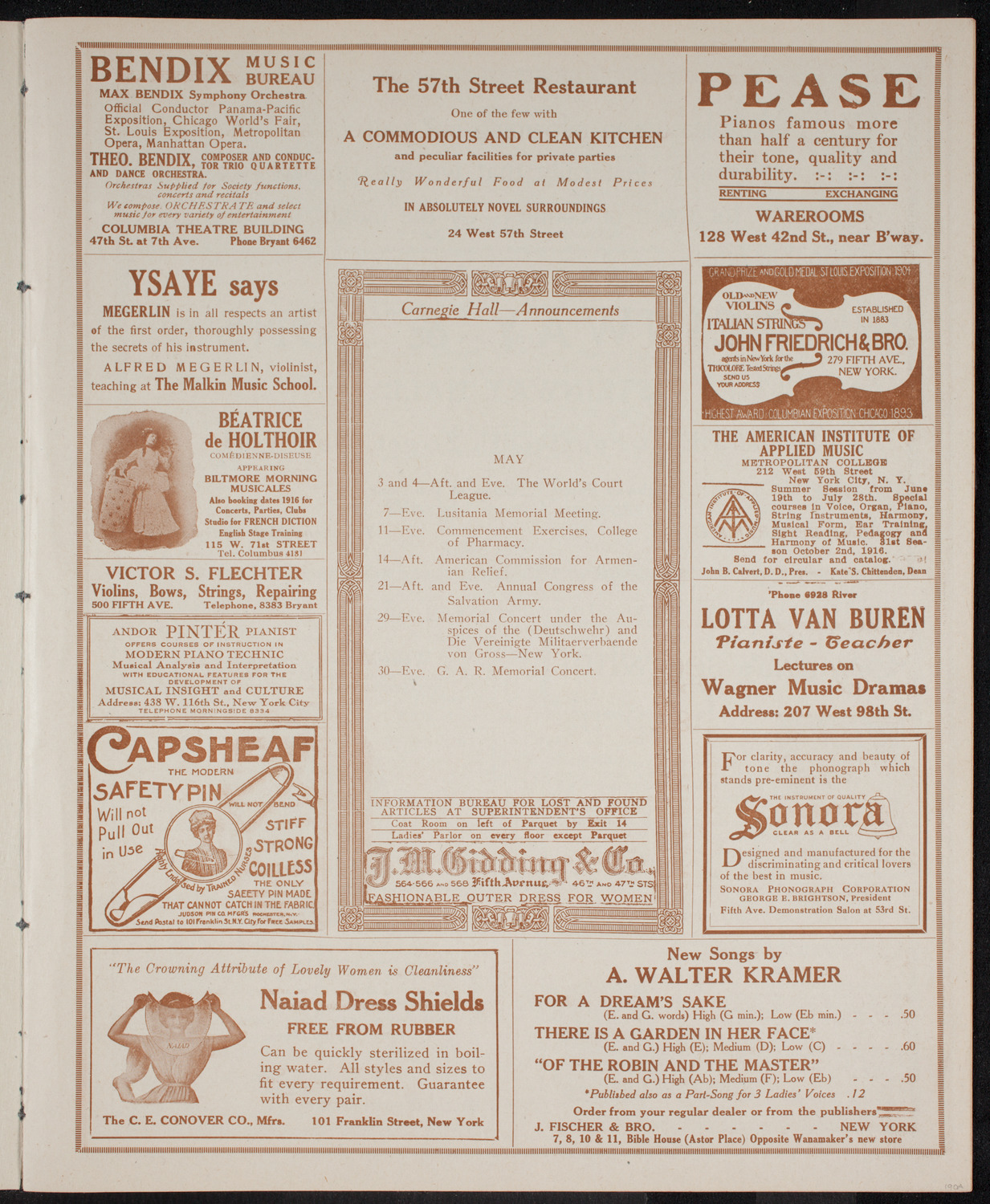 Second World Court Congress, May 2, 1916, program page 3