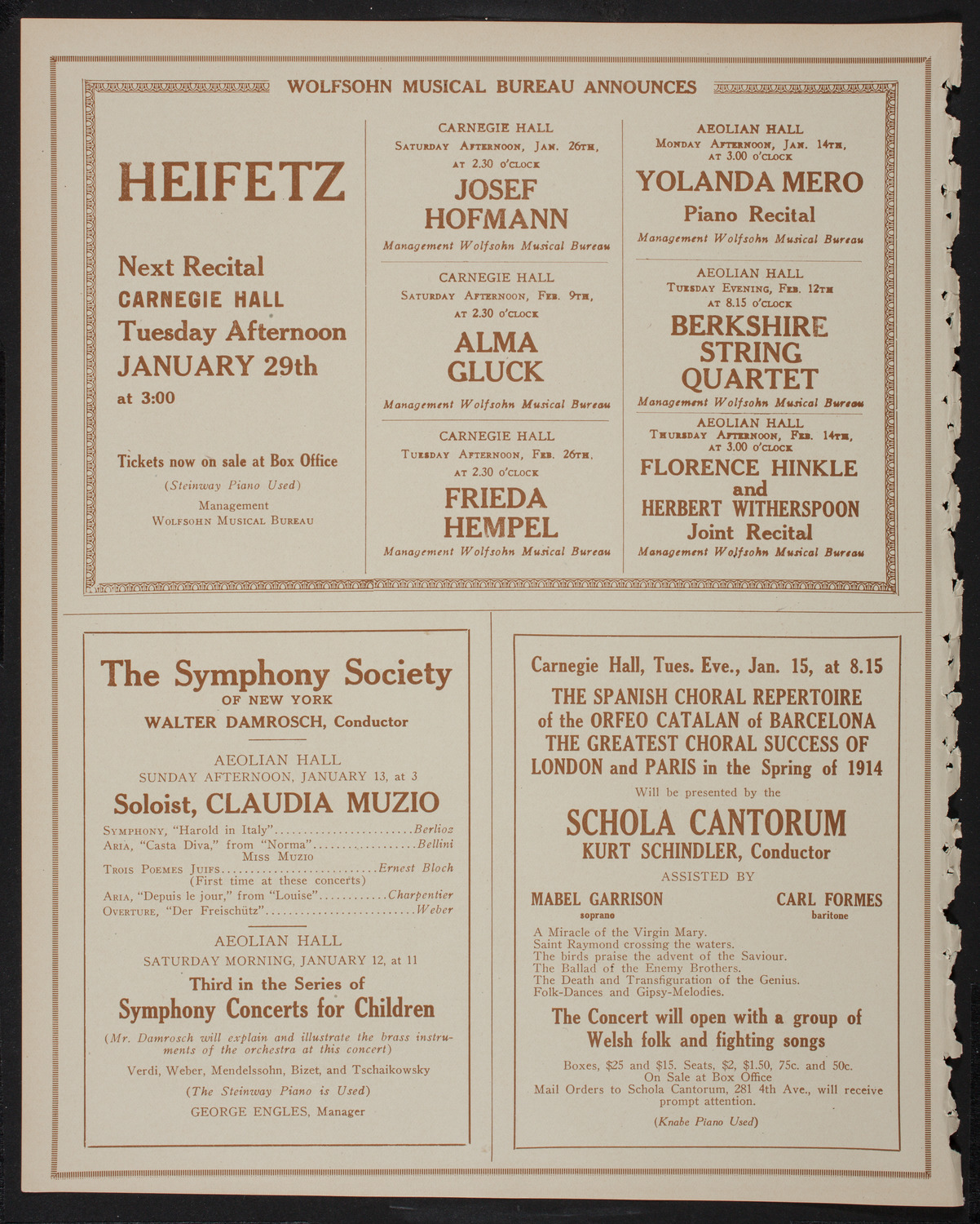 New York Philharmonic, January 11, 1918, program page 8