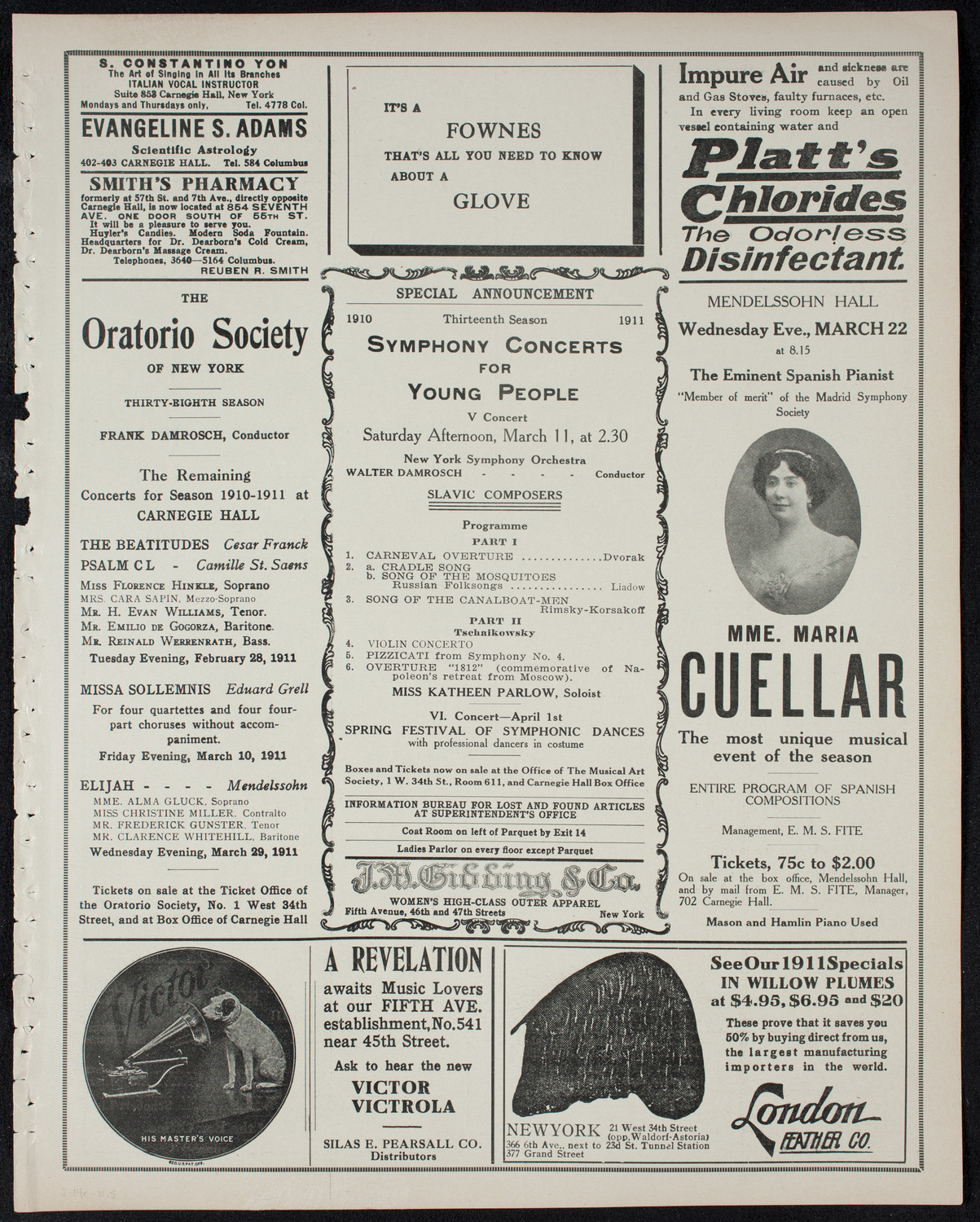 New York Philharmonic, February 14, 1911, program page 9