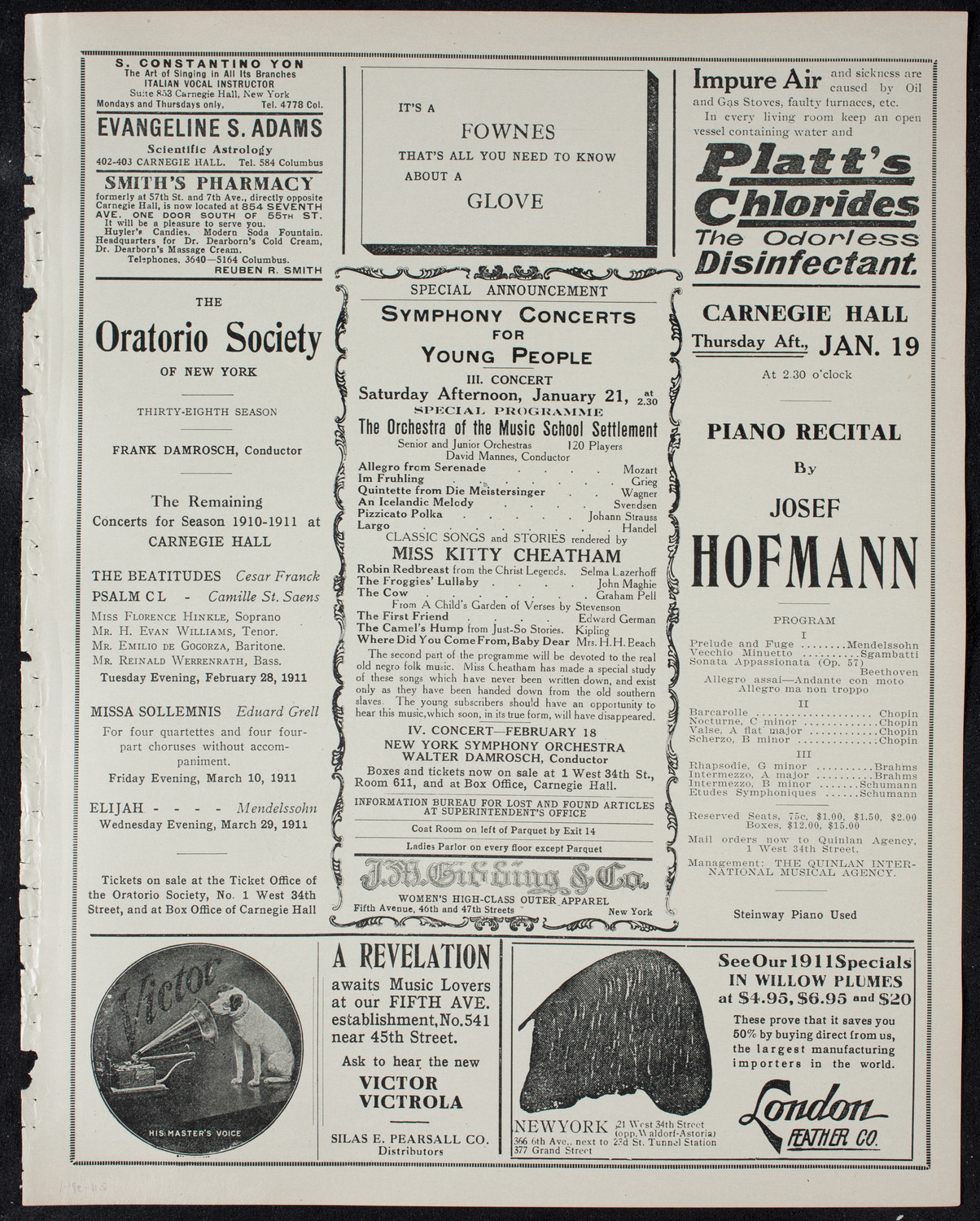 New York Symphony Orchestra: Benefit for the Council of Jewish Women, New York Section, January 14, 1911, program page 9