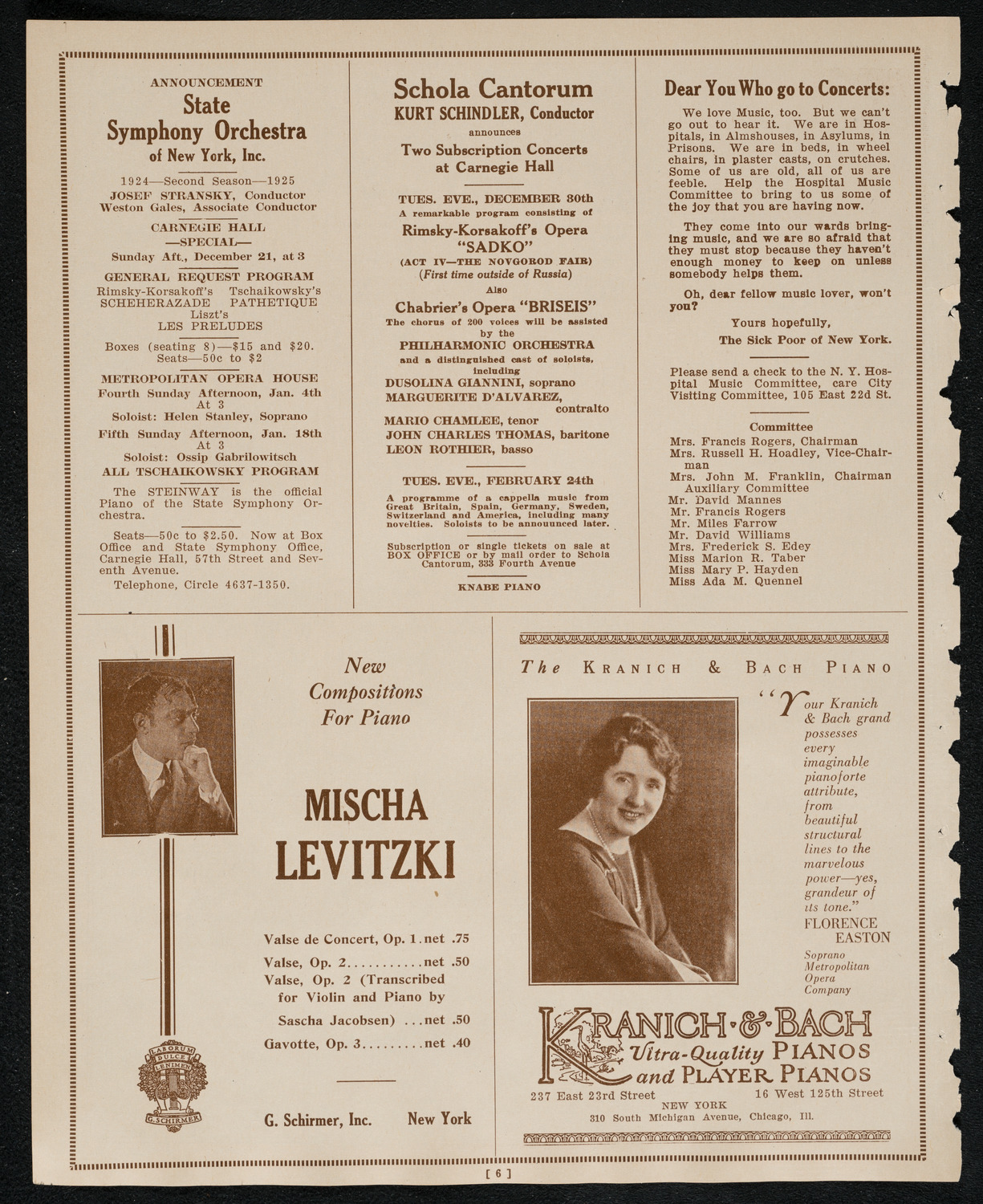 New York Philharmonic, December 19, 1924, program page 6