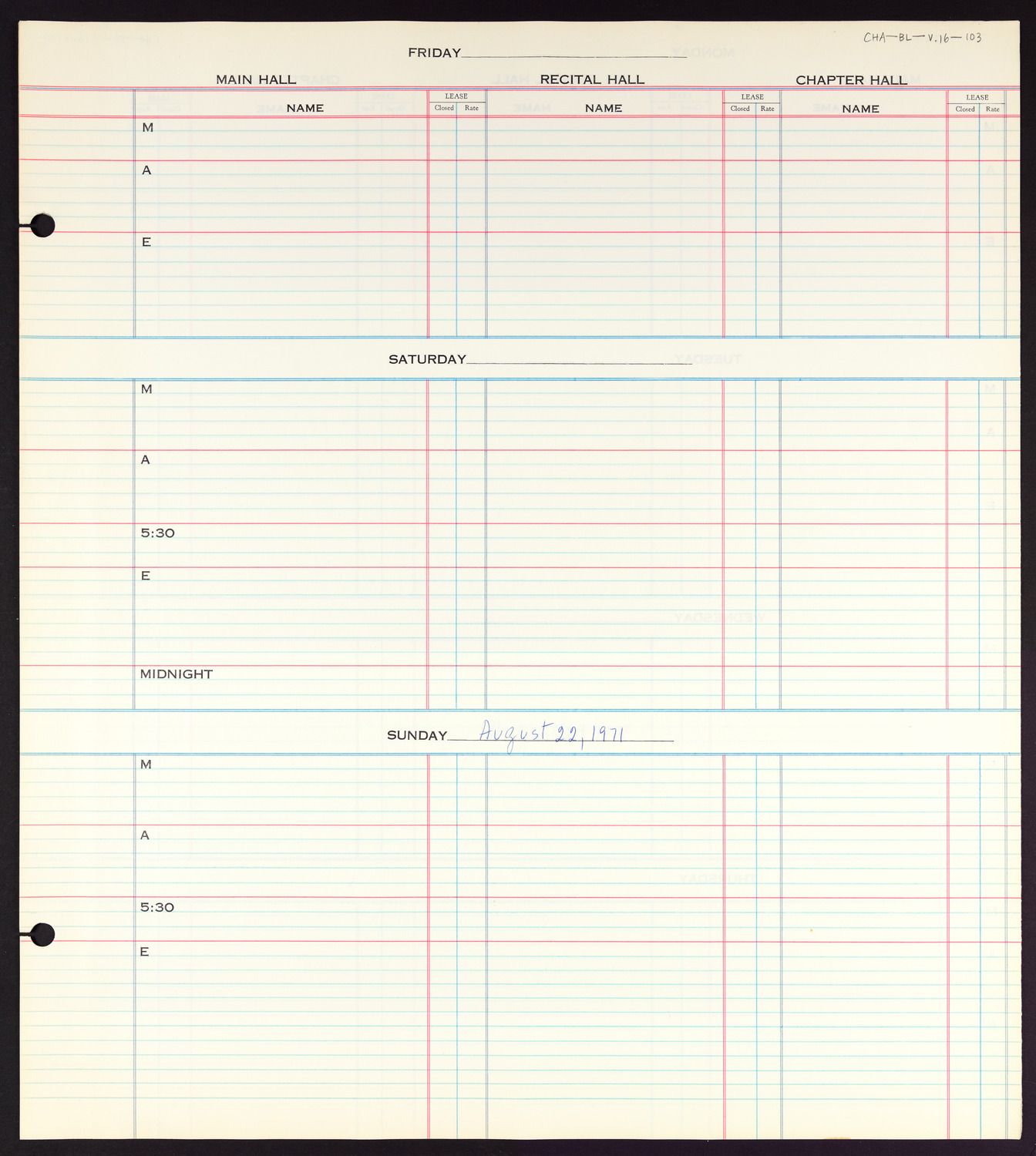 Carnegie Hall Booking Ledger, volume 16, page 103