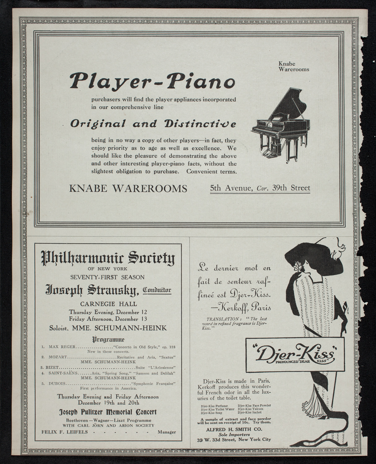 New York Philharmonic, December 1, 1912, program page 12