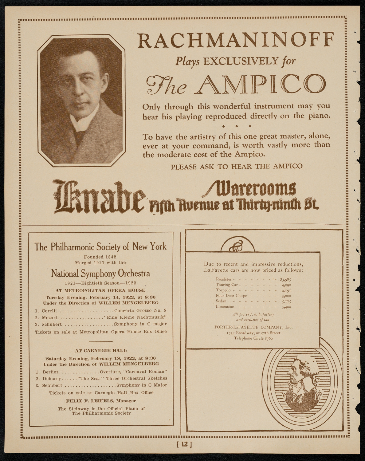 New York Symphony Orchestra, February 17, 1922, program page 12