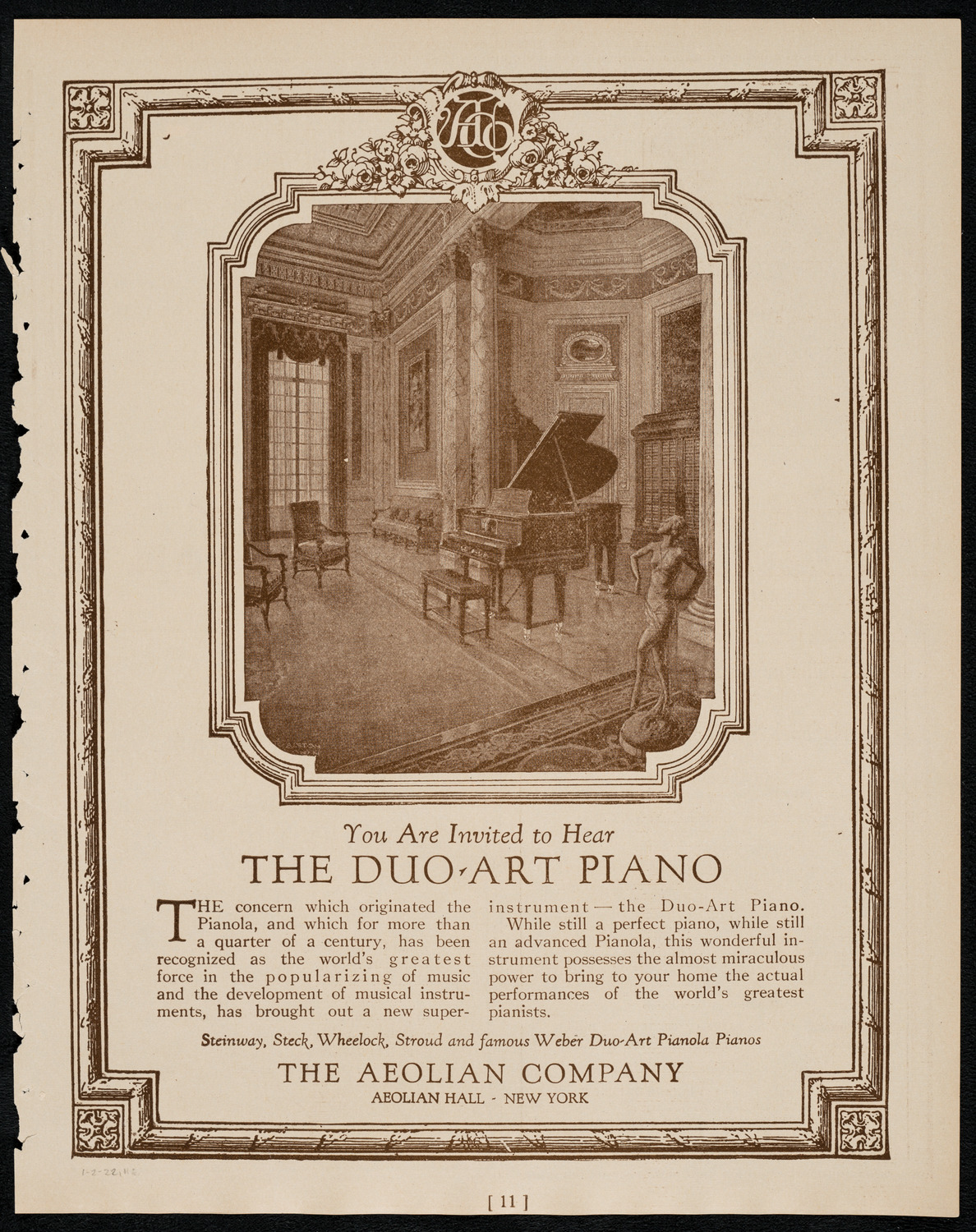 Brahms Memorial featuring Elly Ney and the New York Philharmonic, January 2, 1922, program page 11