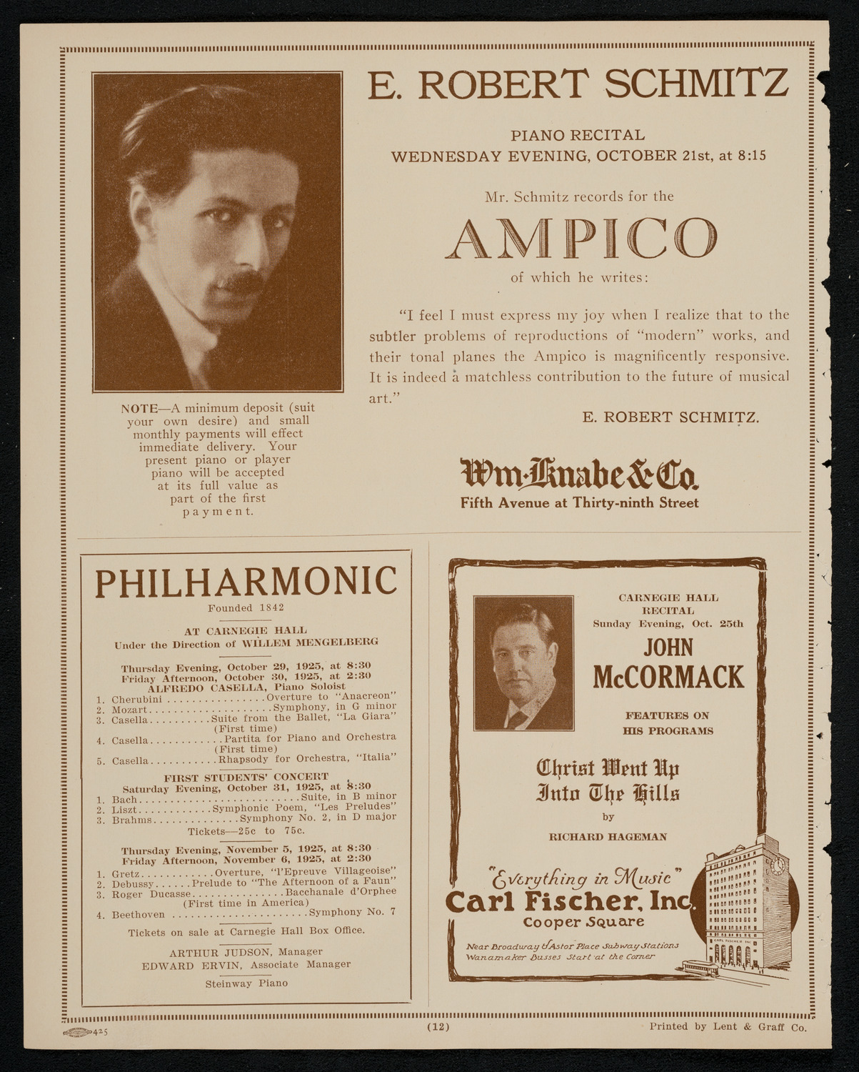 Philadelphia Orchestra, October 20, 1925, program page 12