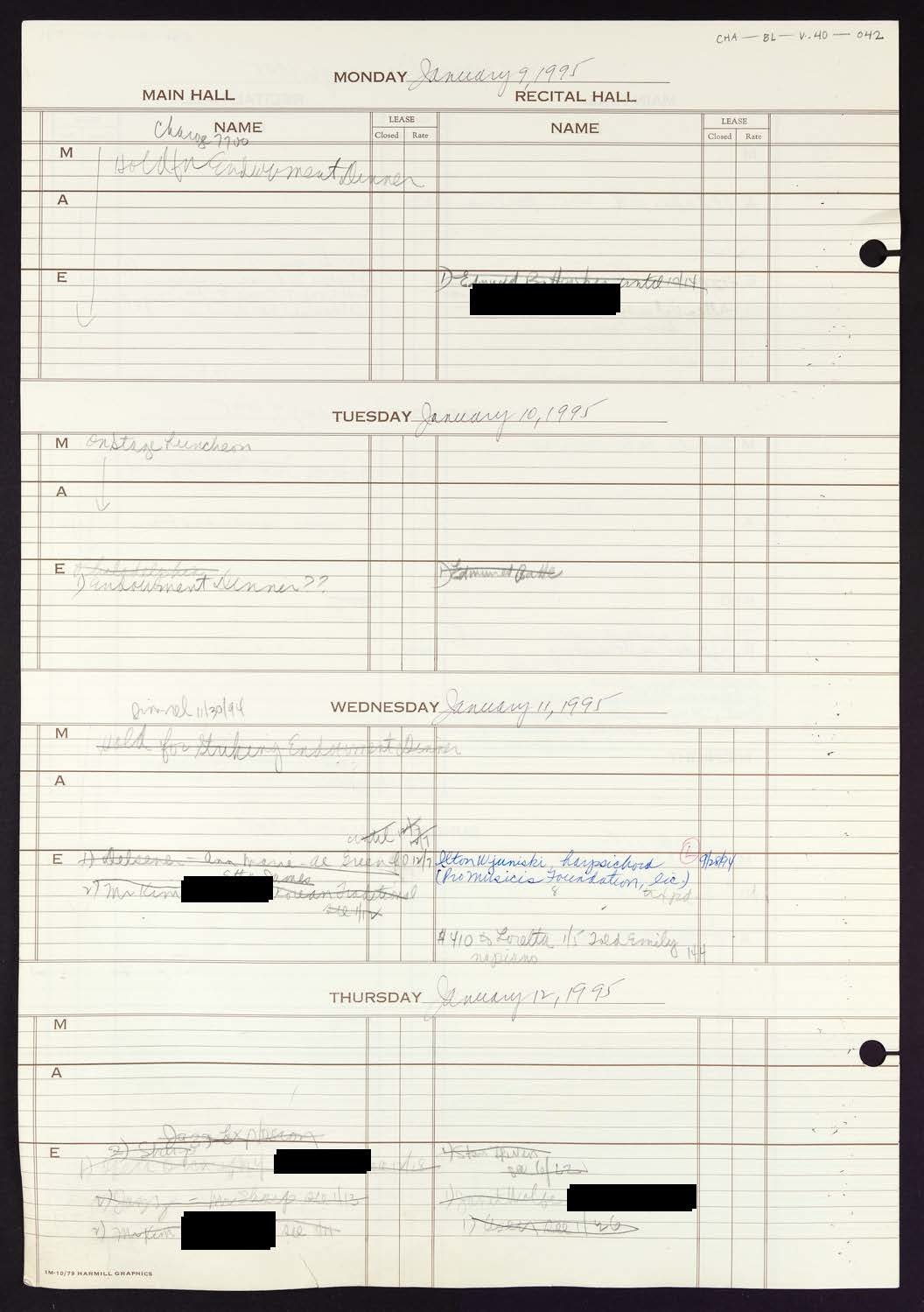 Carnegie Hall Booking Ledger, volume 40, page 42