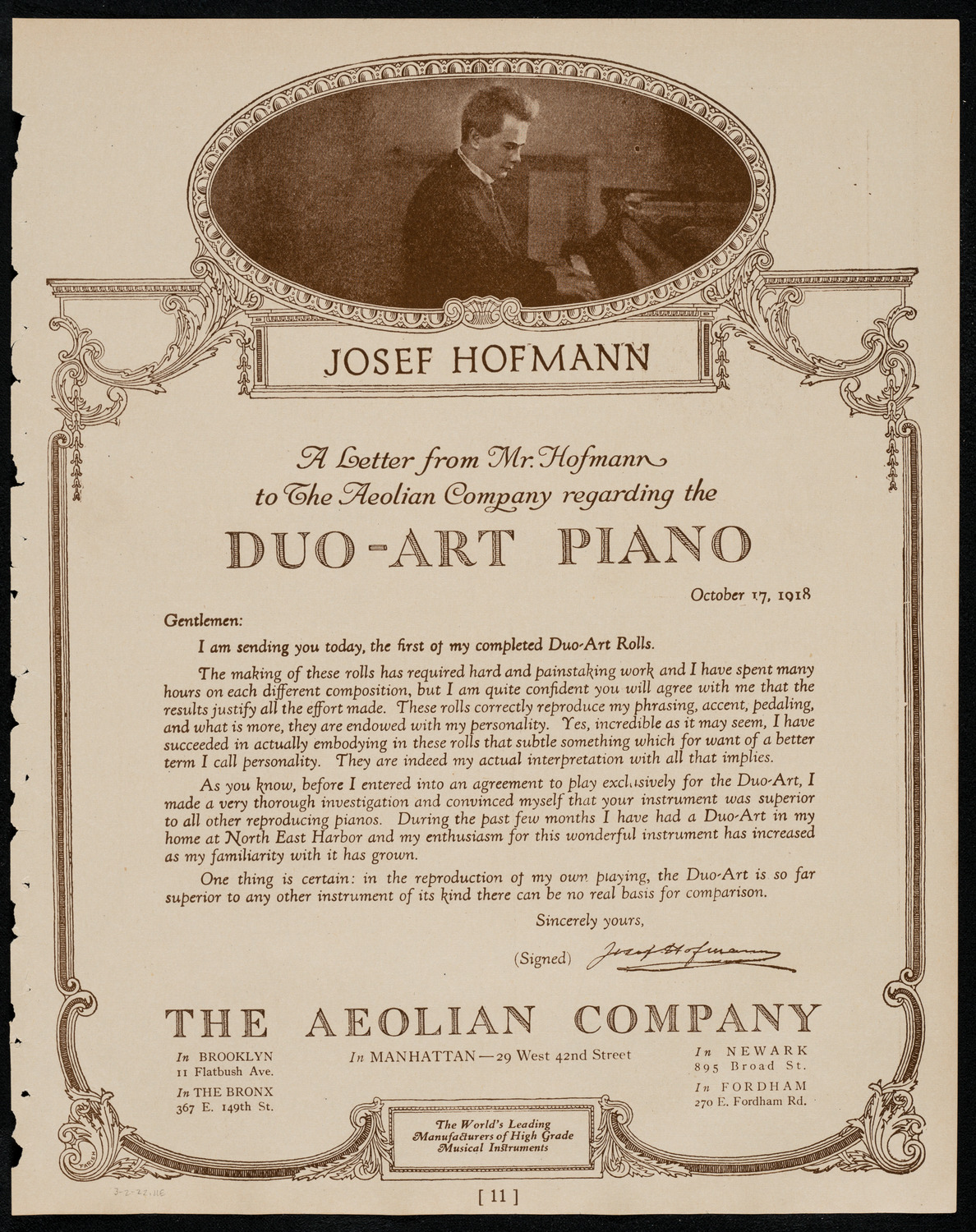 New York Philharmonic, March 2, 1922, program page 11