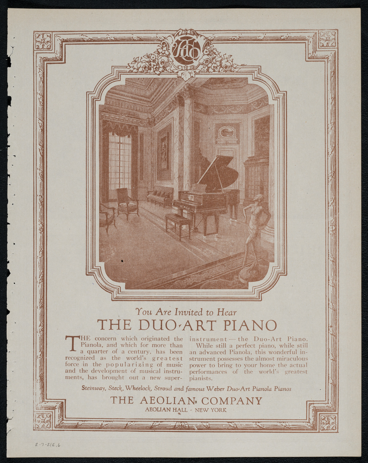 National Symphony Orchestra, February 7, 1921, program page 11