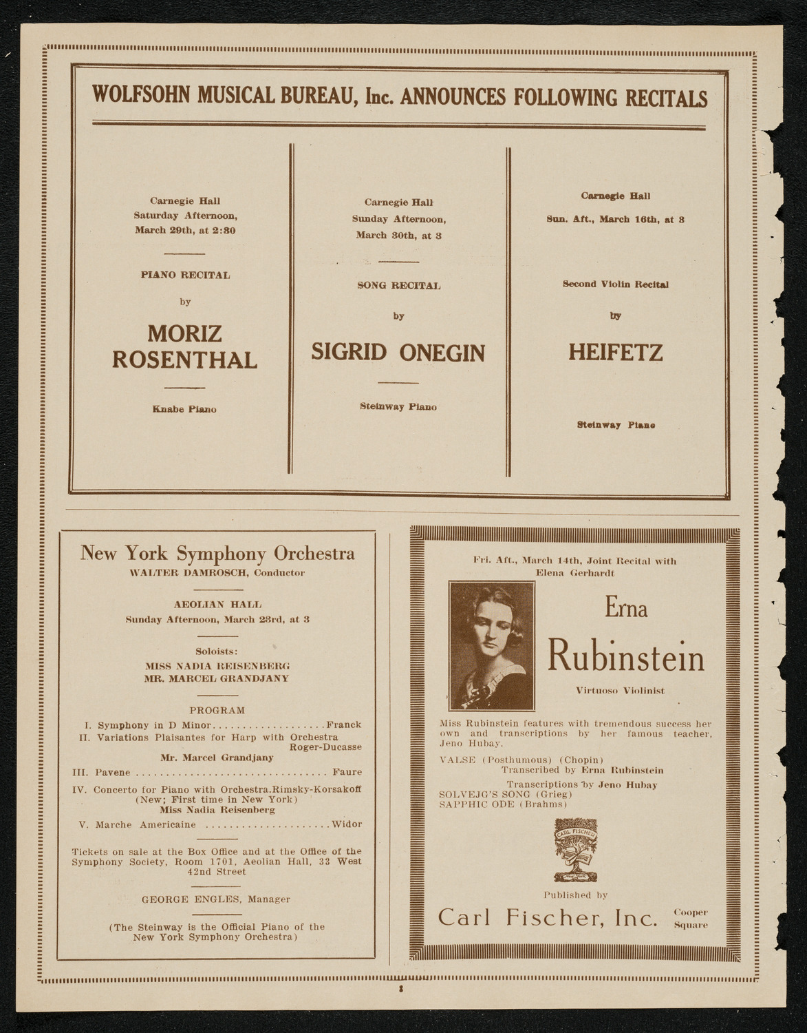 Boston Symphony Orchestra, March 13, 1924, program page 8