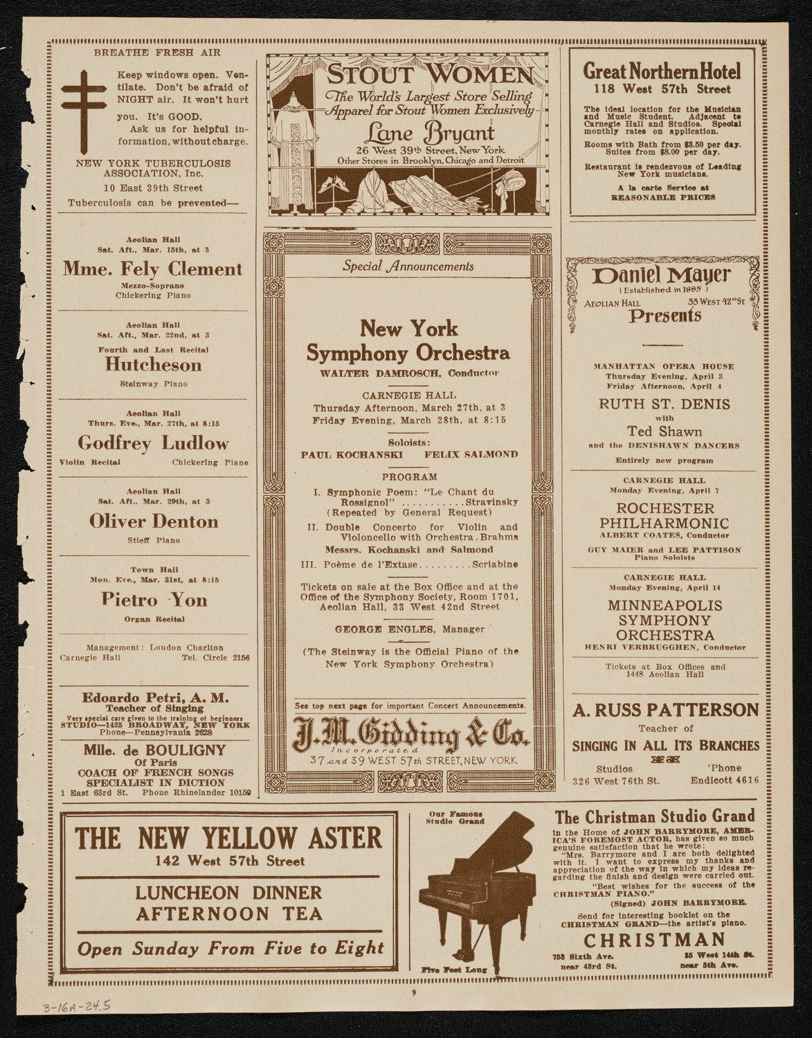 Jascha Heifetz, Violin, March 16, 1924, program page 9