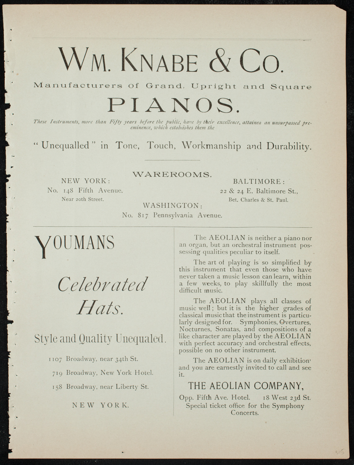 Rubinstein Club Private Concert, December 10, 1891, program page 3