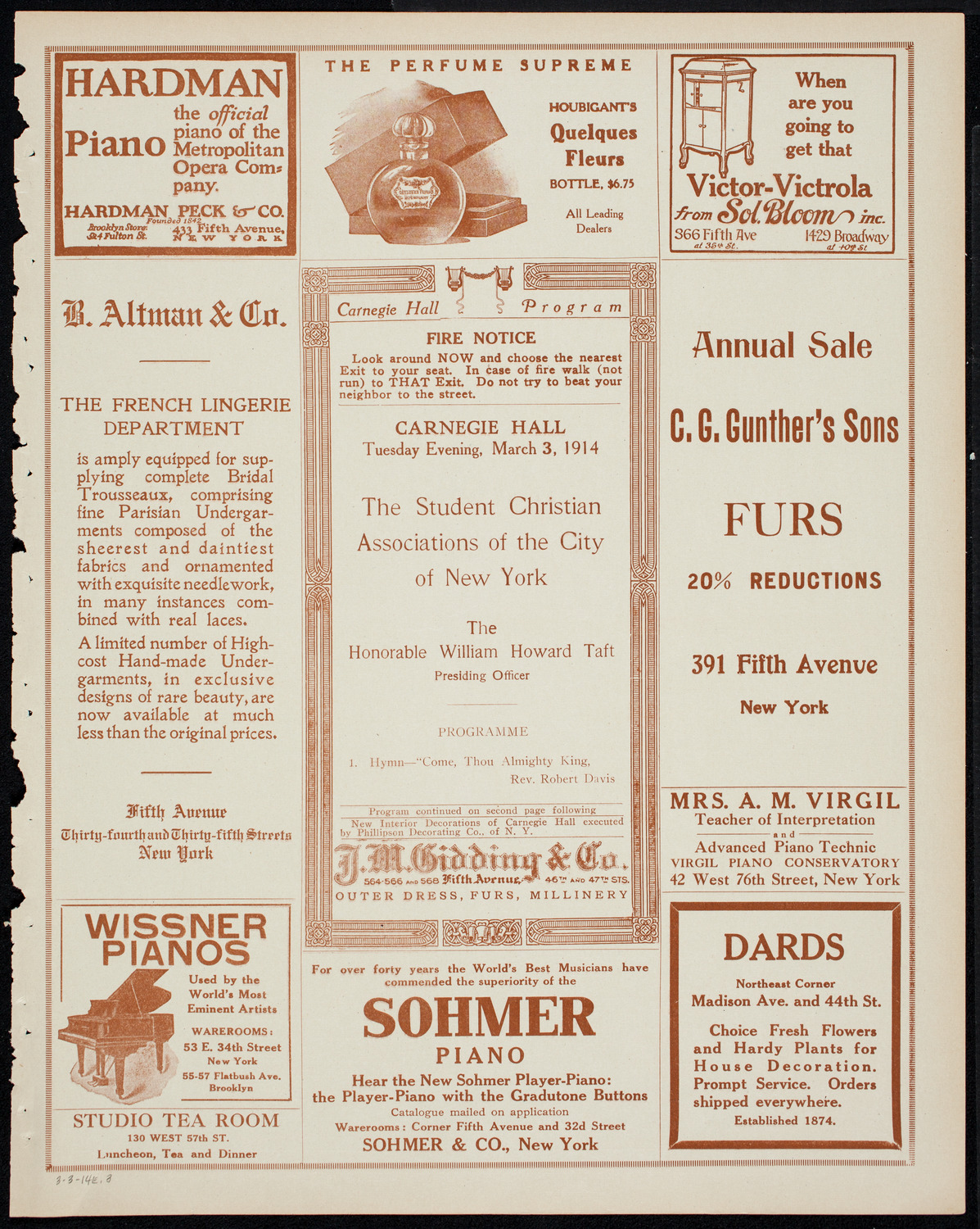 Meeting: Intercollegiate Y.M.C.A., March 3, 1914, program page 5