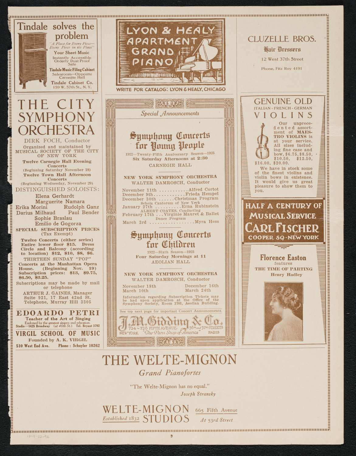 Isadora Duncan, Dancer, with Orchestra, October 11, 1922, program page 9