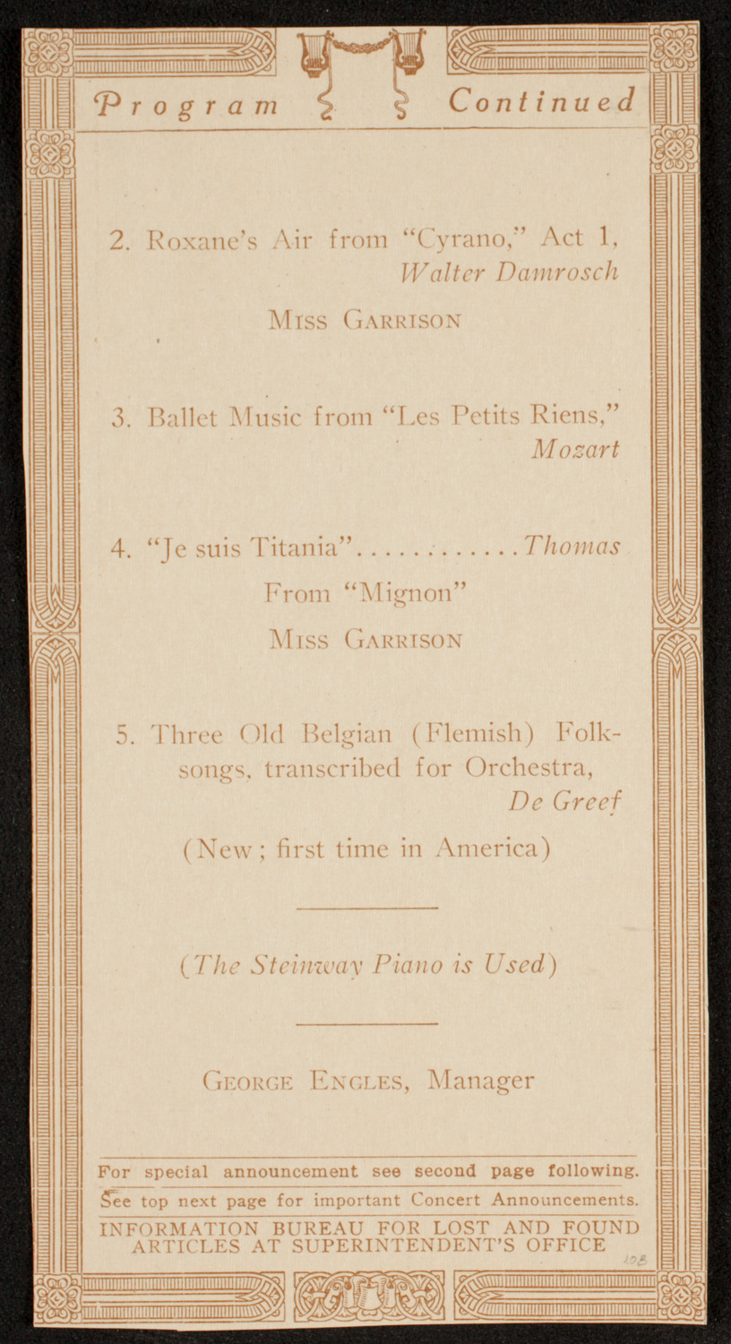 Symphony Concert for Young People, November 16, 1918, program page 3