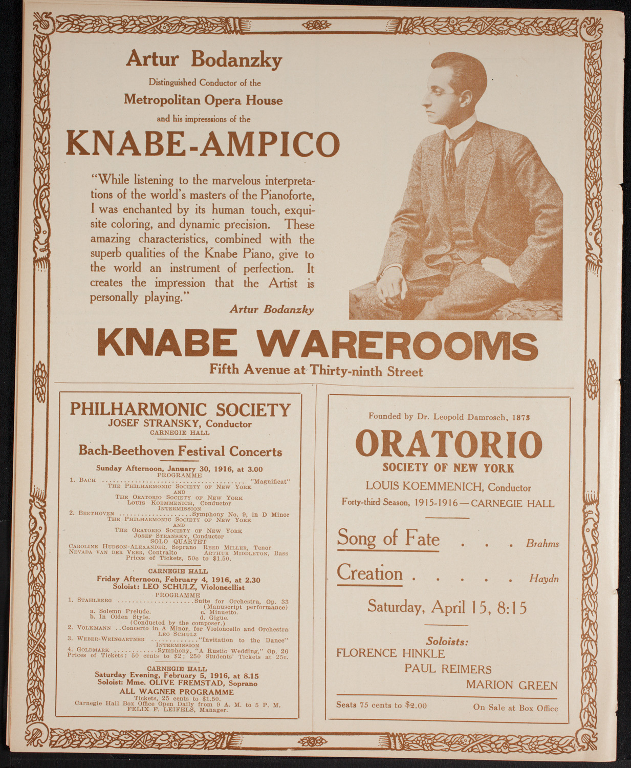 New York Philharmonic, January 28, 1916, program page 12