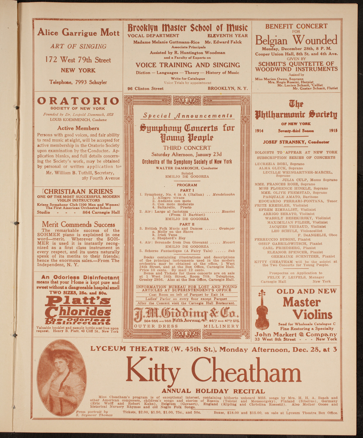 People's Symphony Concert, December 20, 1914, program page 9