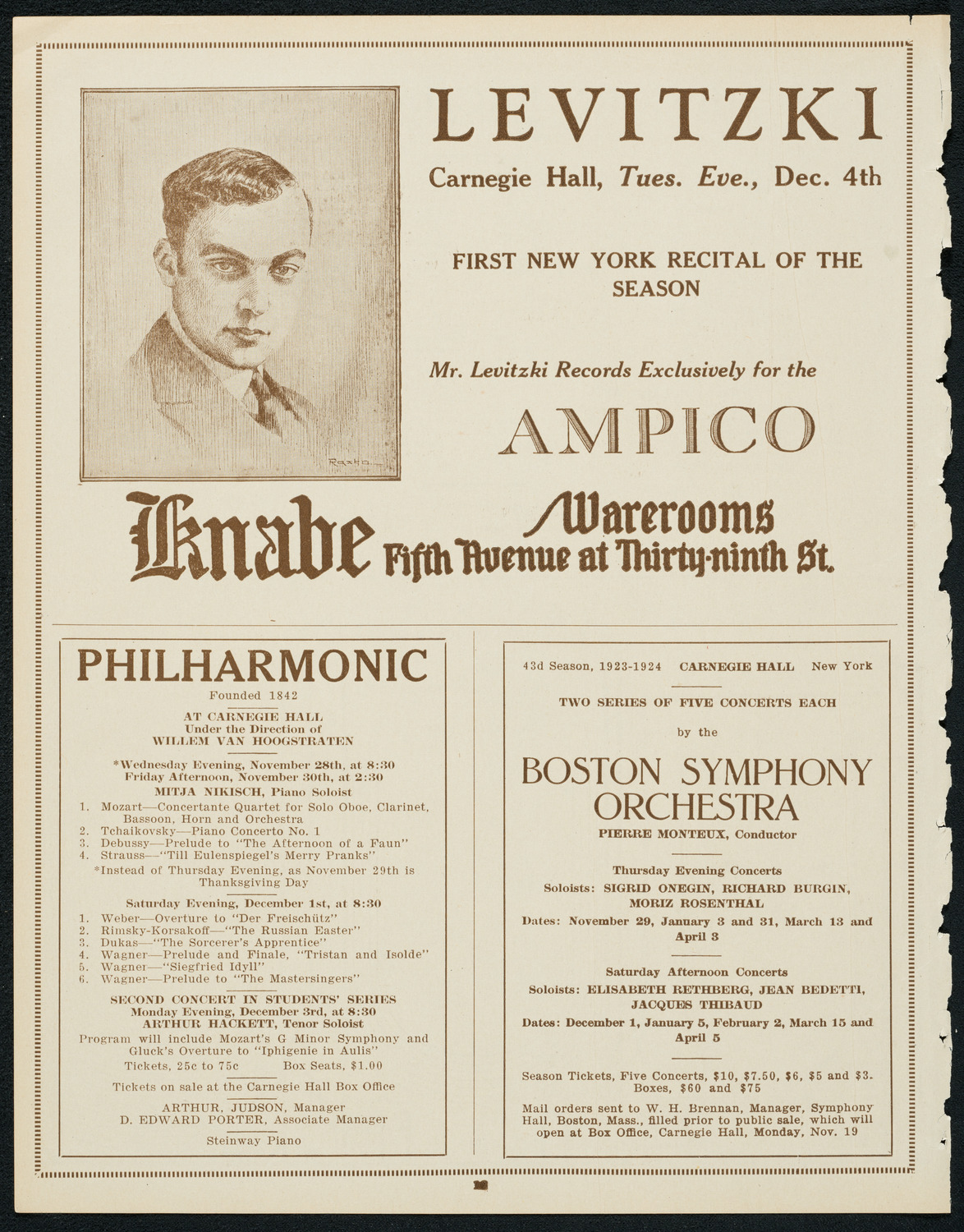 Frieda Hempel, Soprano, November 27, 1923, program page 12