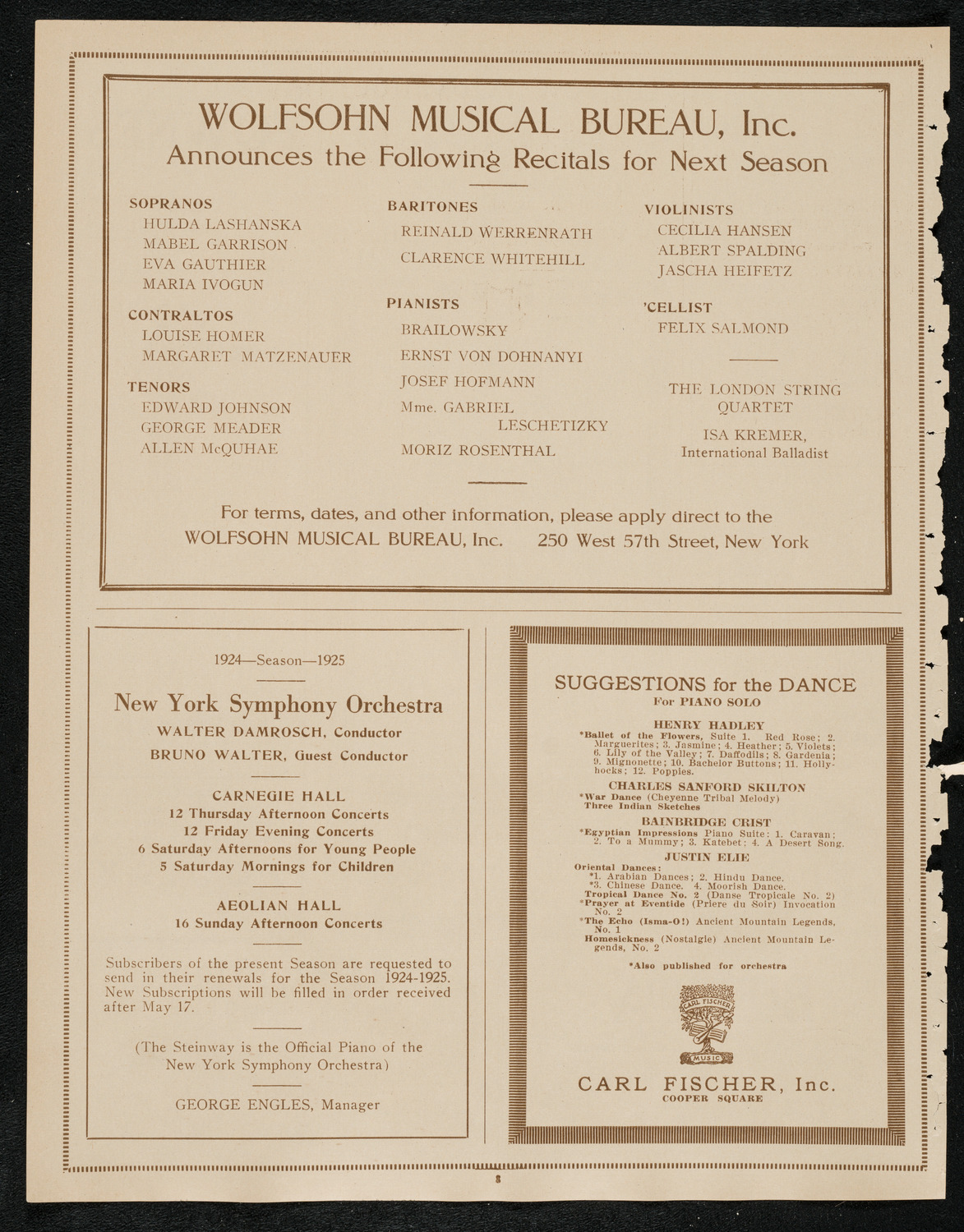 Benefit: Jewish Home for Convalescents, April 13, 1924, program page 8