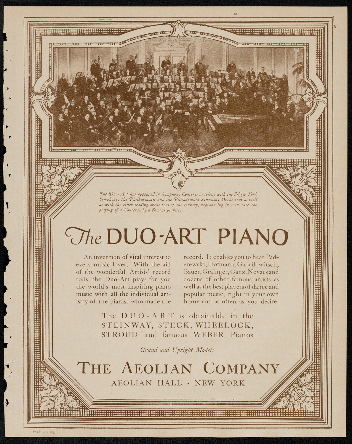 New York Symphony Orchestra, March 24, 1922, program page 11