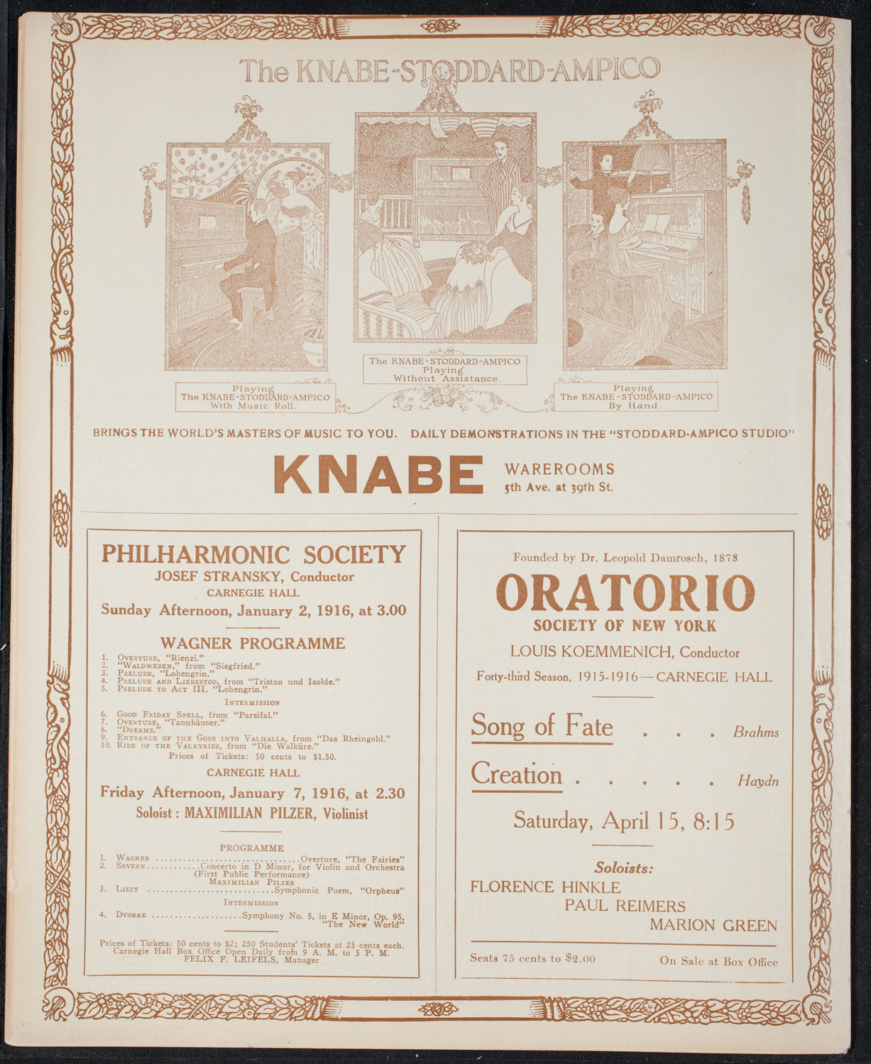 Oratorio Society of New York, December 28, 1915, program page 12