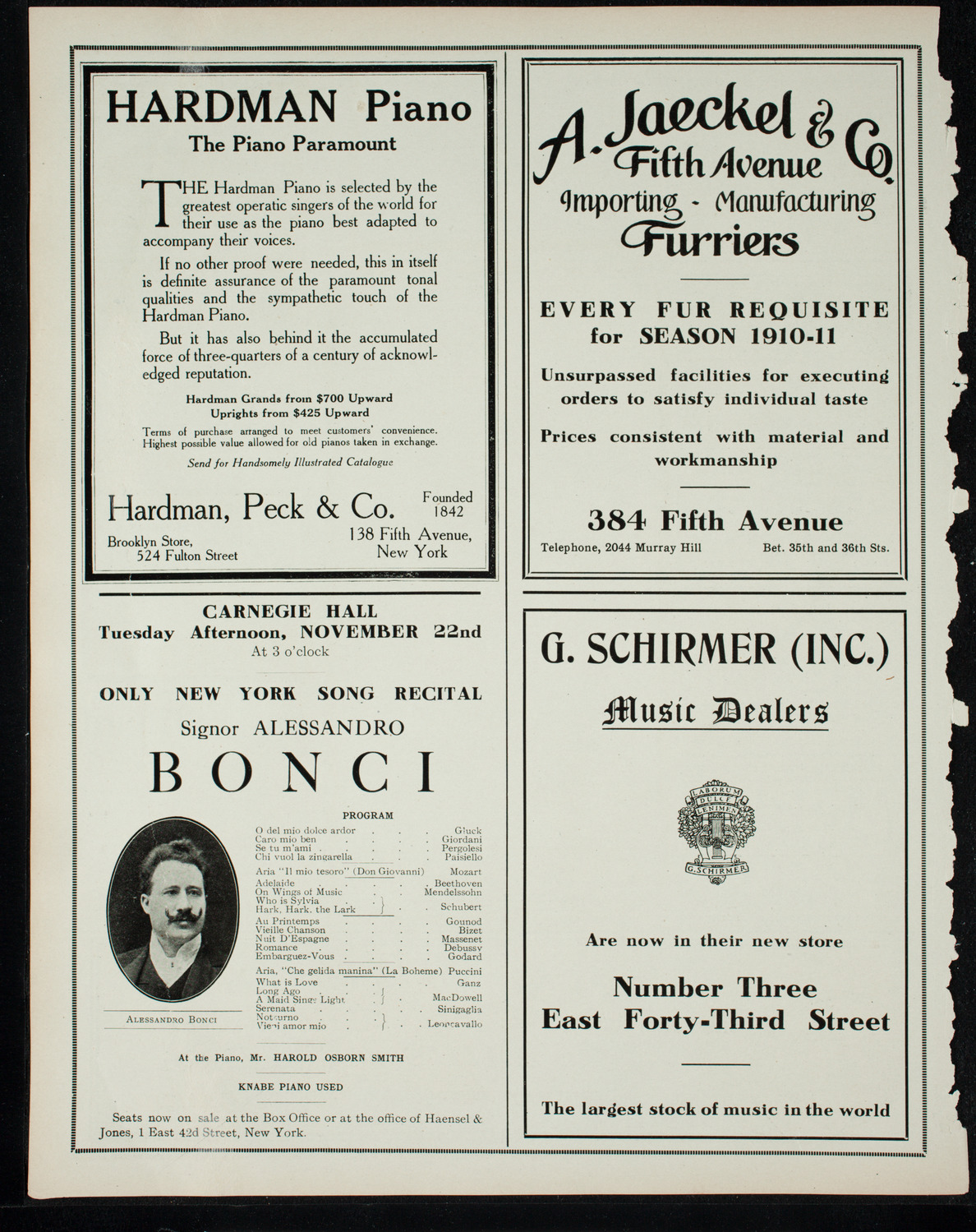 Boston Symphony Orchestra, November 12, 1910, program page 8