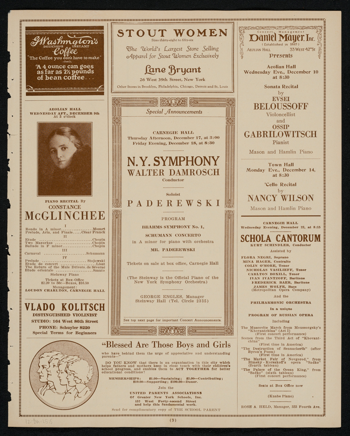 New York Symphony Orchestra, December 3, 1925, program page 9