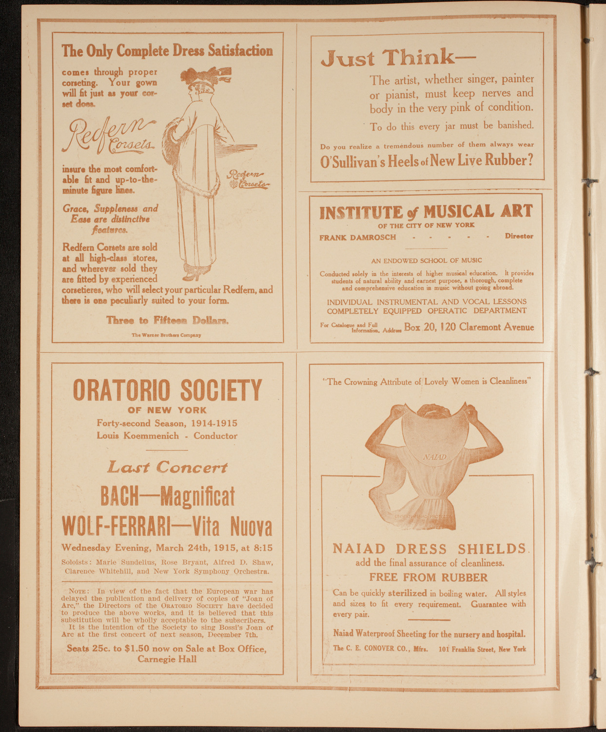 Columbia University Chorus, February 2, 1915, program page 2