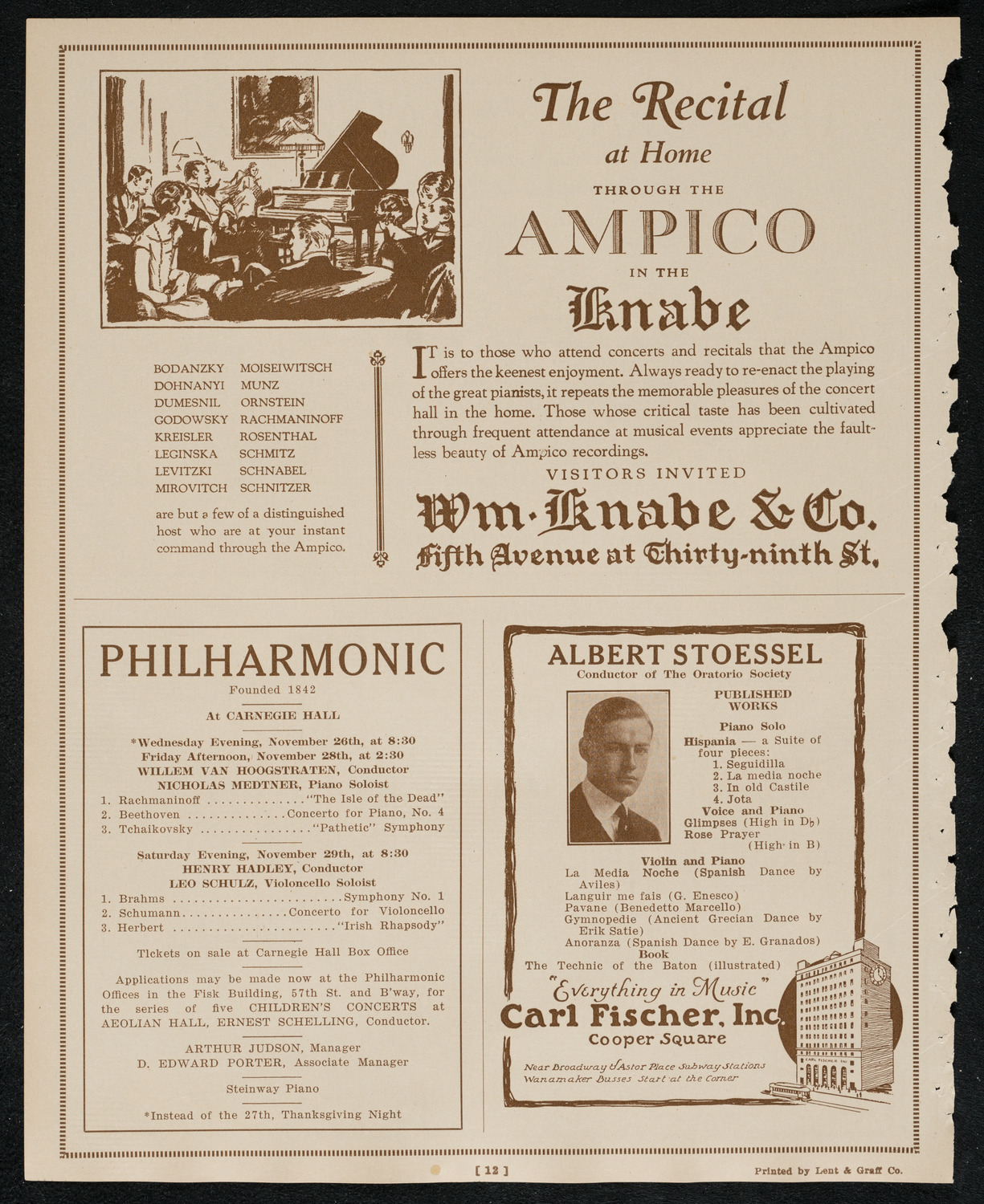 New York Philharmonic, November 23, 1924, program page 12