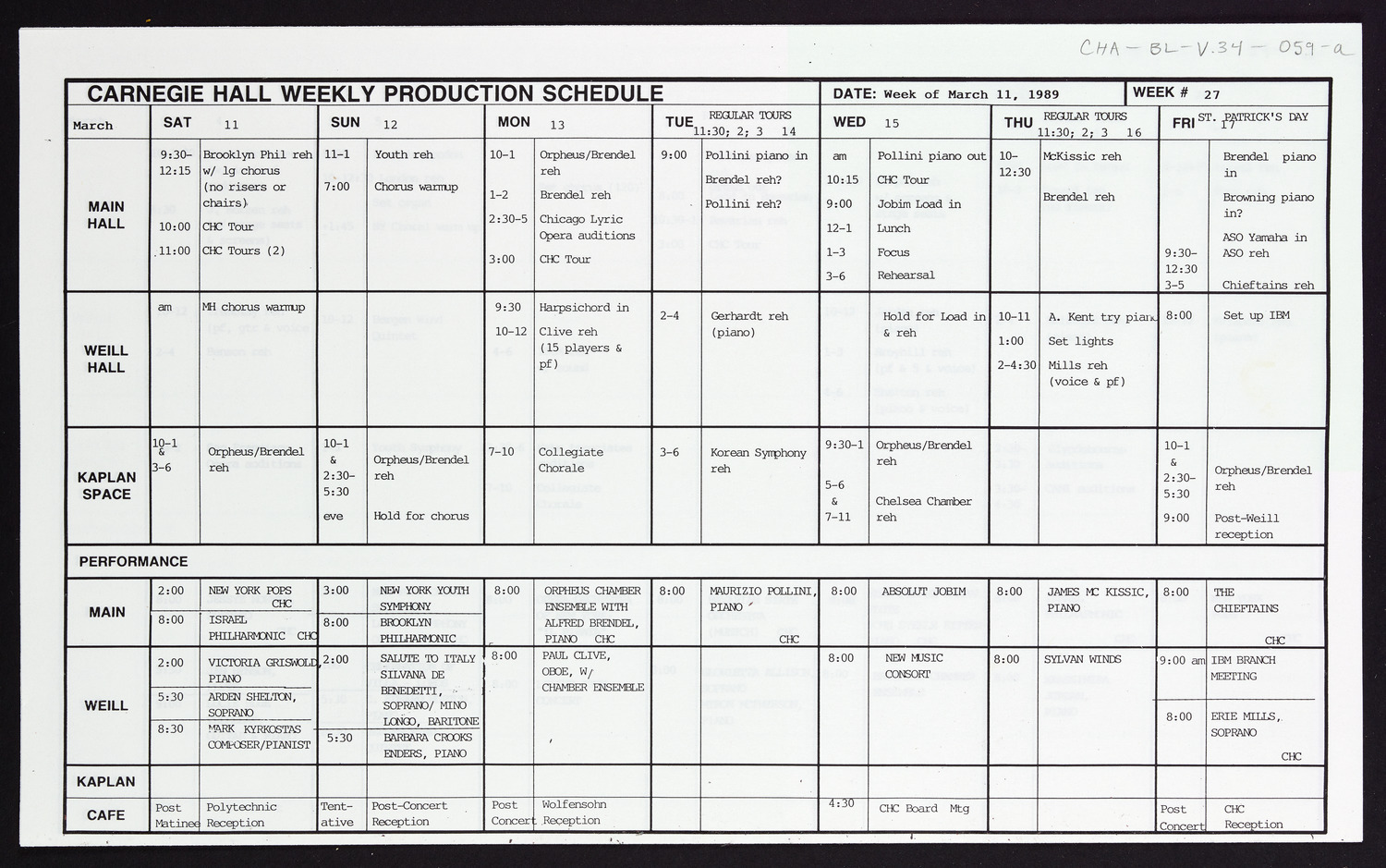 Carnegie Hall Booking Ledger, volume 34, page 59a