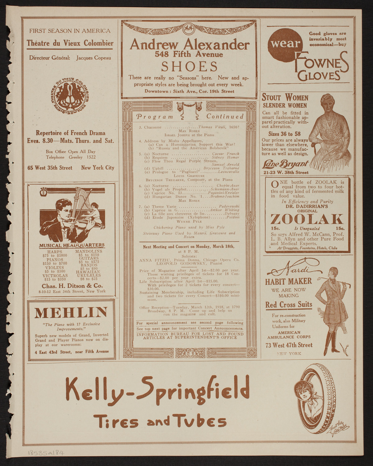 Meeting: The Humanitarian Cult, March 5, 1918, program page 7