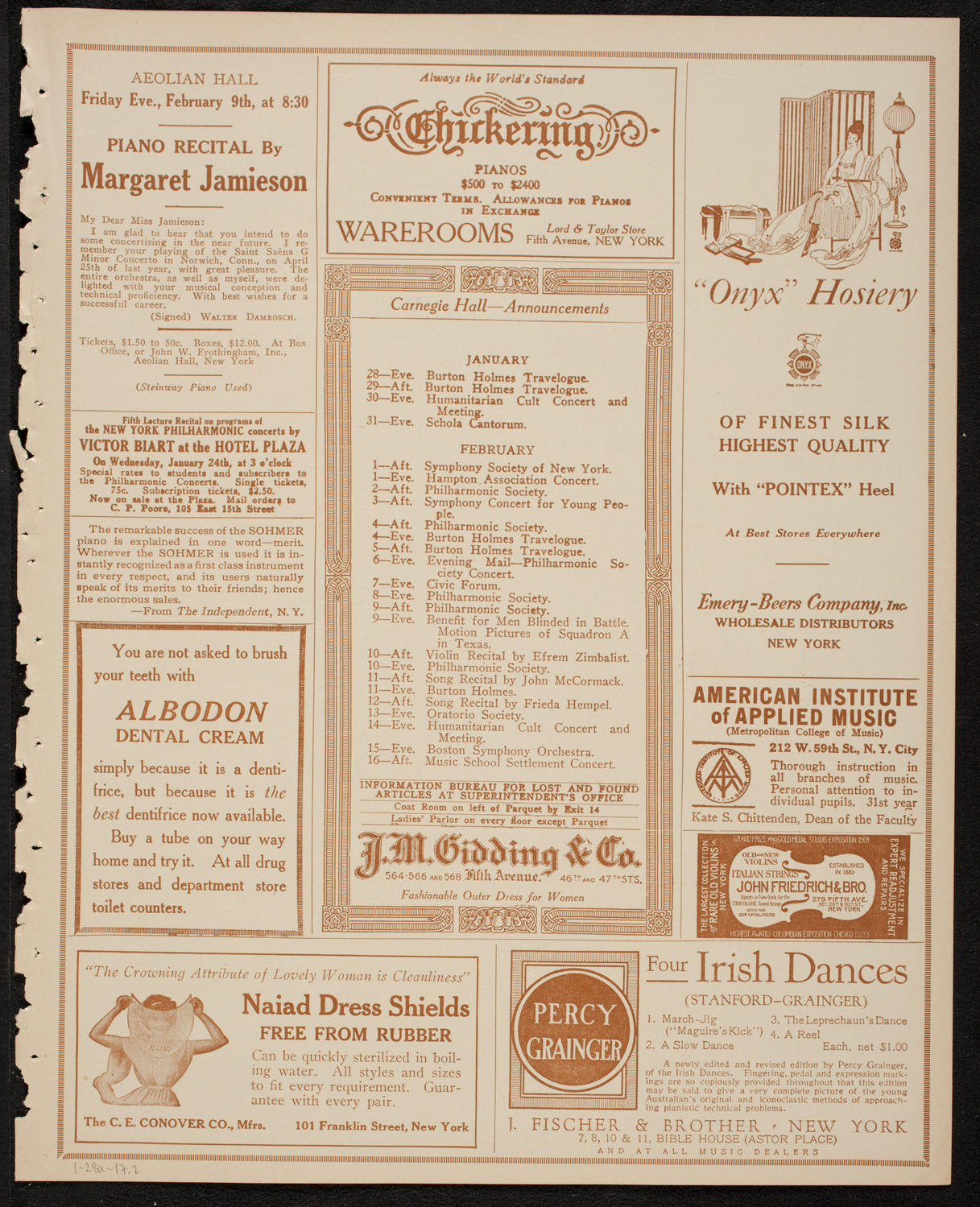 New York Philharmonic, January 28, 1917, program page 3